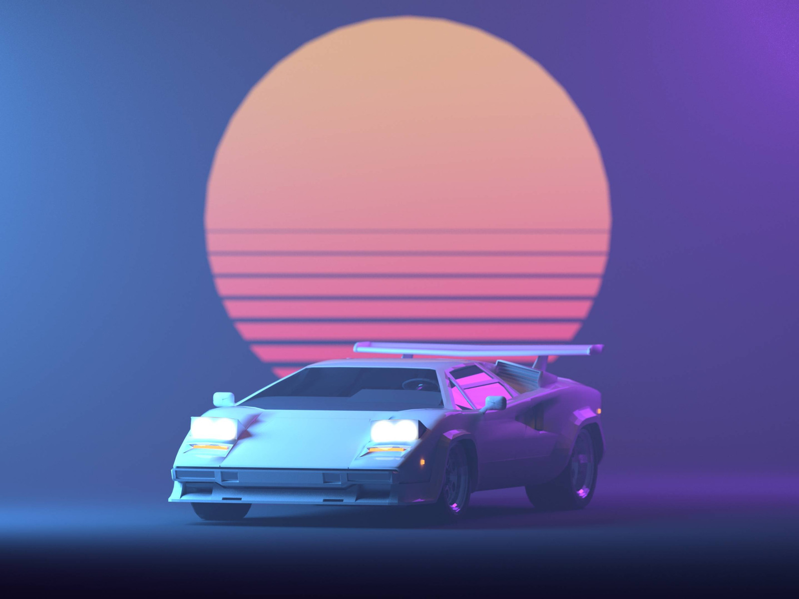 Retro car Sunset aesthetic Wallpapers