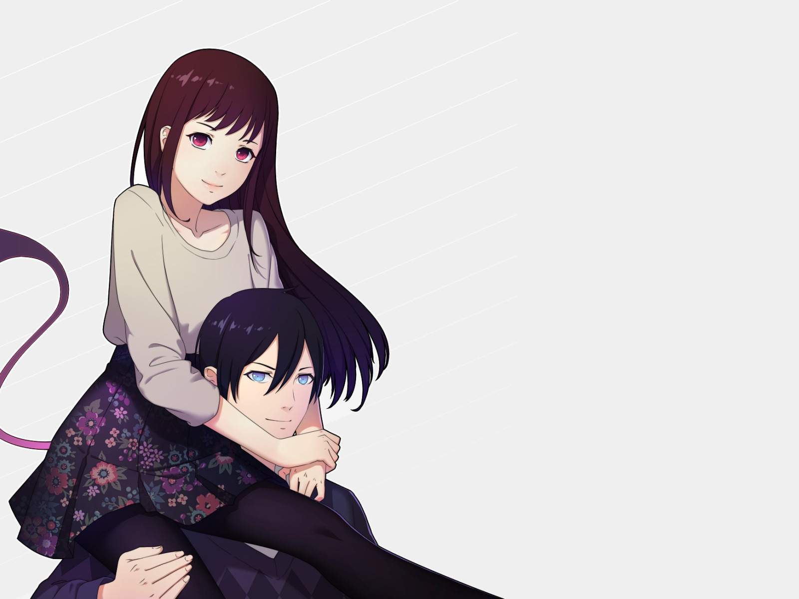 Скачать обои девушка, романтика, аниме, арт, парень, Бездомный Бог,  Noragami, Ято, раздел сёнэн в разрешении 1600x1200