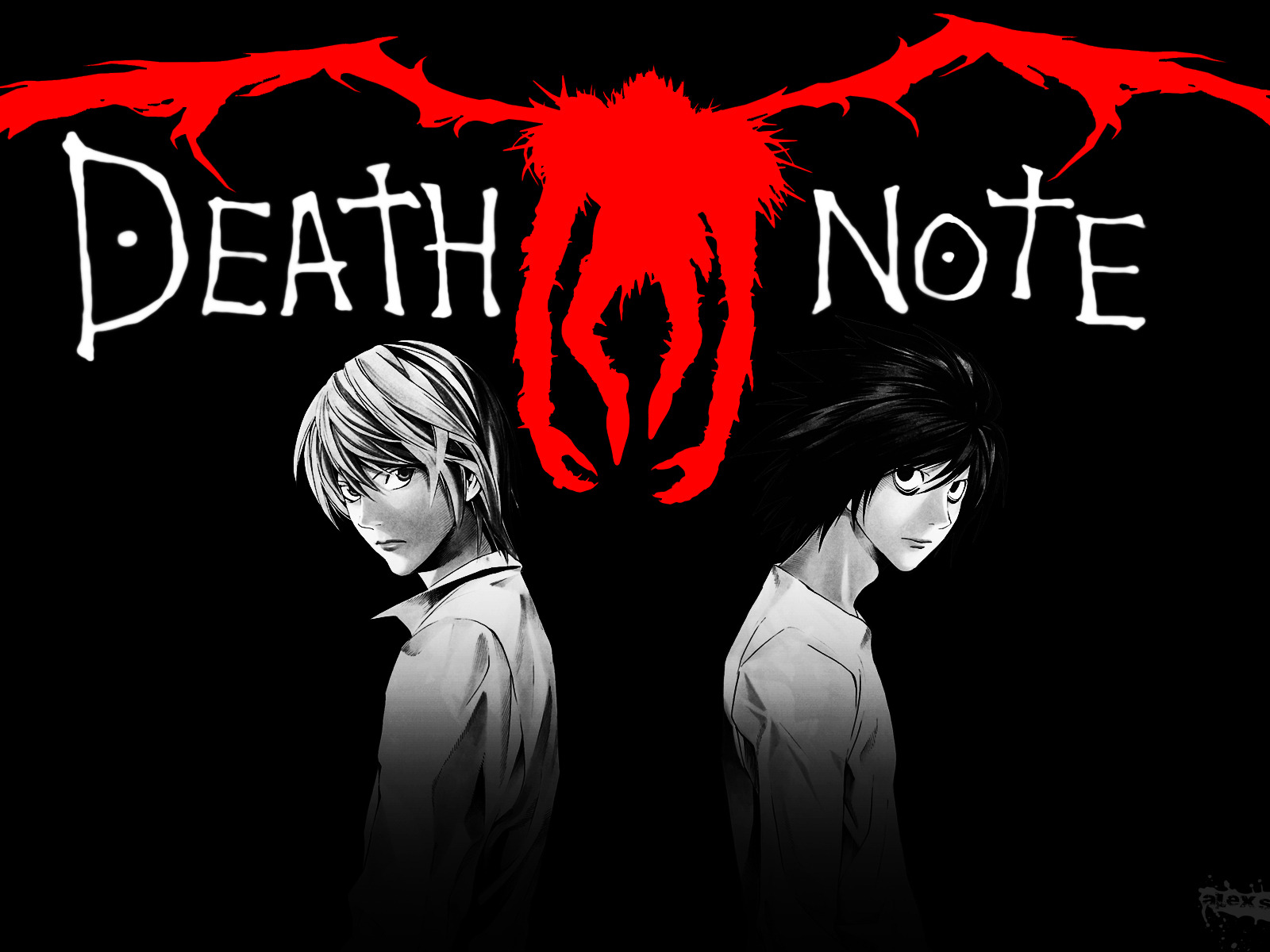 Скачать обои Light, Death Note, Лайт, Тетрадь смерти, Anime, Рюк, Ryuk,  раздел прочее в разрешении 1600x1200