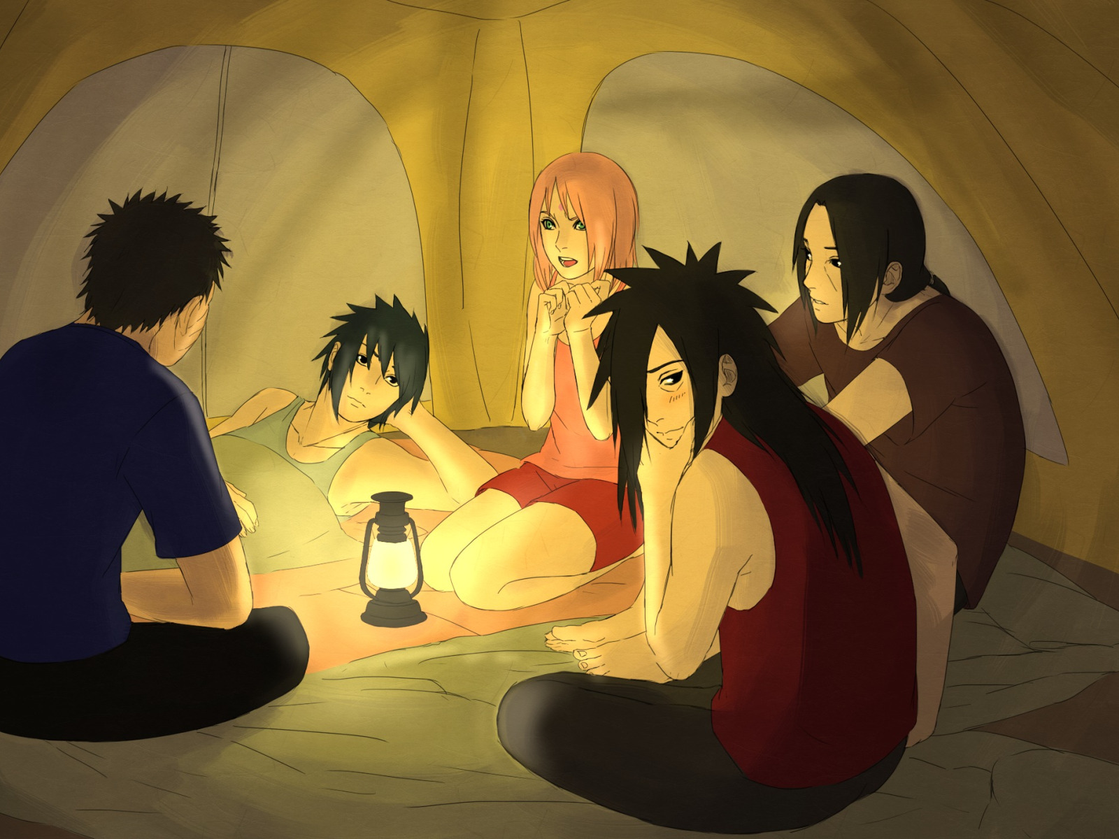 фонарь, палатка, naruto, art, Itachi <b>Uchiha</b>, Sasuke <b>Uchiha</b>, Sakura Haruno, <b>Madara</b>...