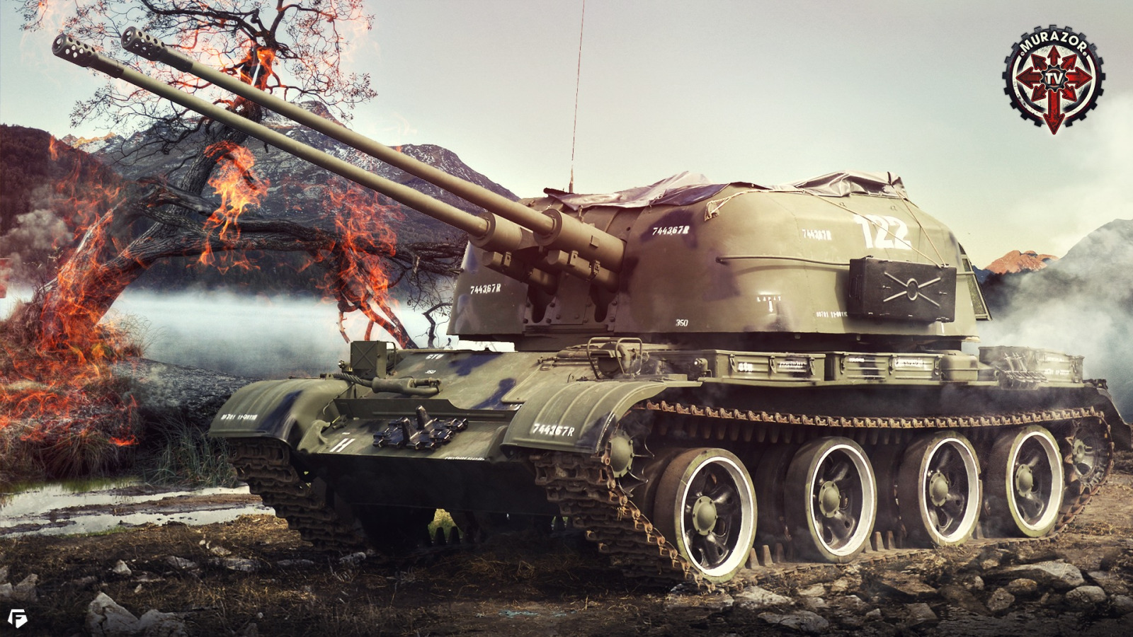 Скачать обои Игры, СССР, Games, Art, World of Tanks, ЗСУ-57-2, FuriousGFX,  ZSU-57-2, раздел игры в разрешении 1600x900