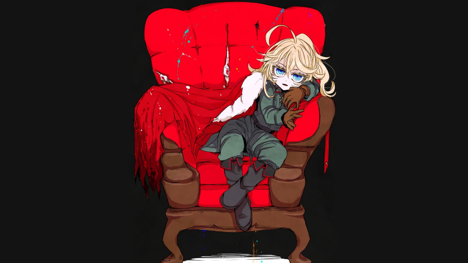 girl, soldier, military, war, anime, chibi, blonde, asian. 