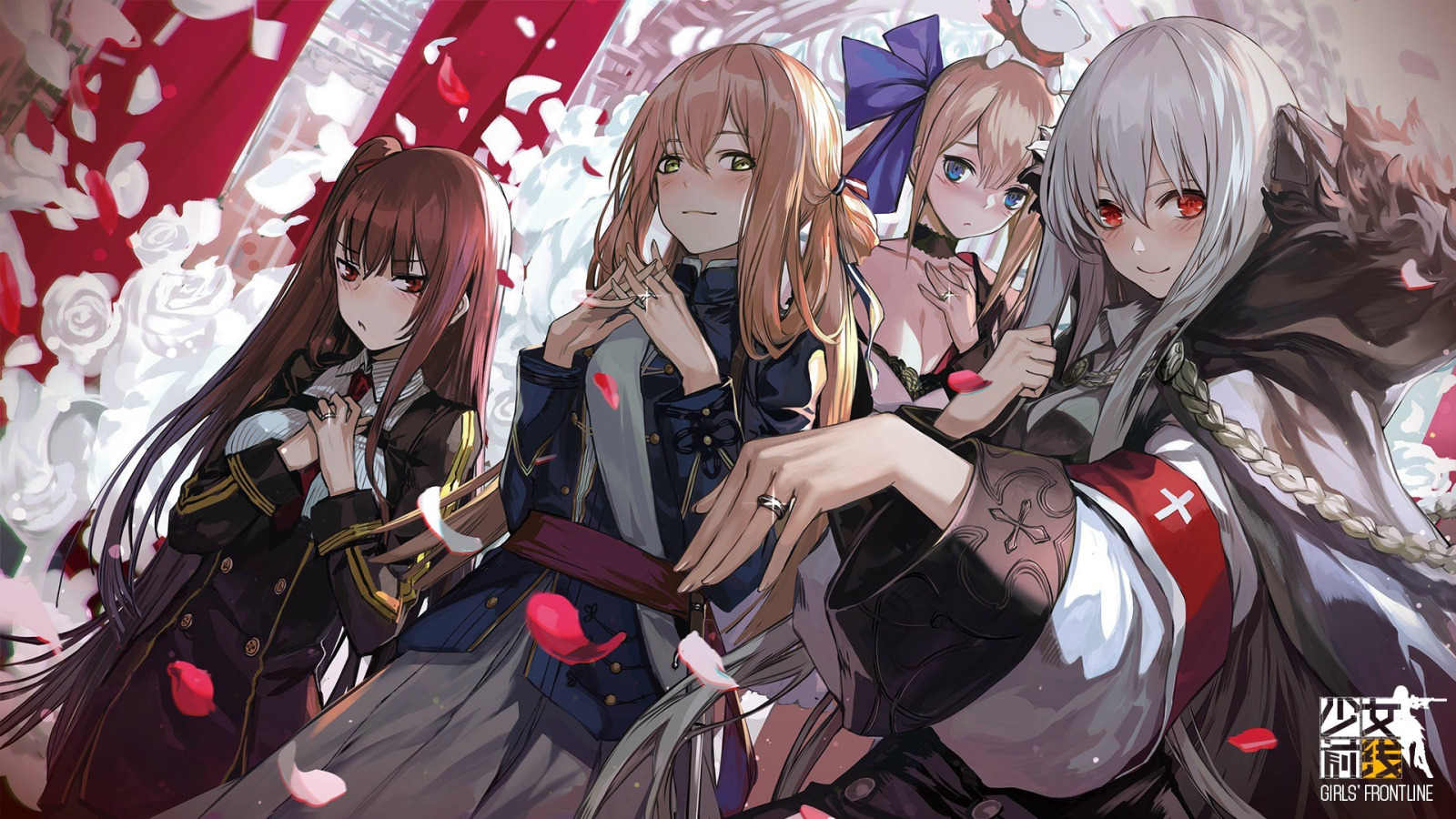 Скачать обои девушки, группа, аниме, арт, Girls Frontline, раздел сёнэн в  разрешении 1600x900