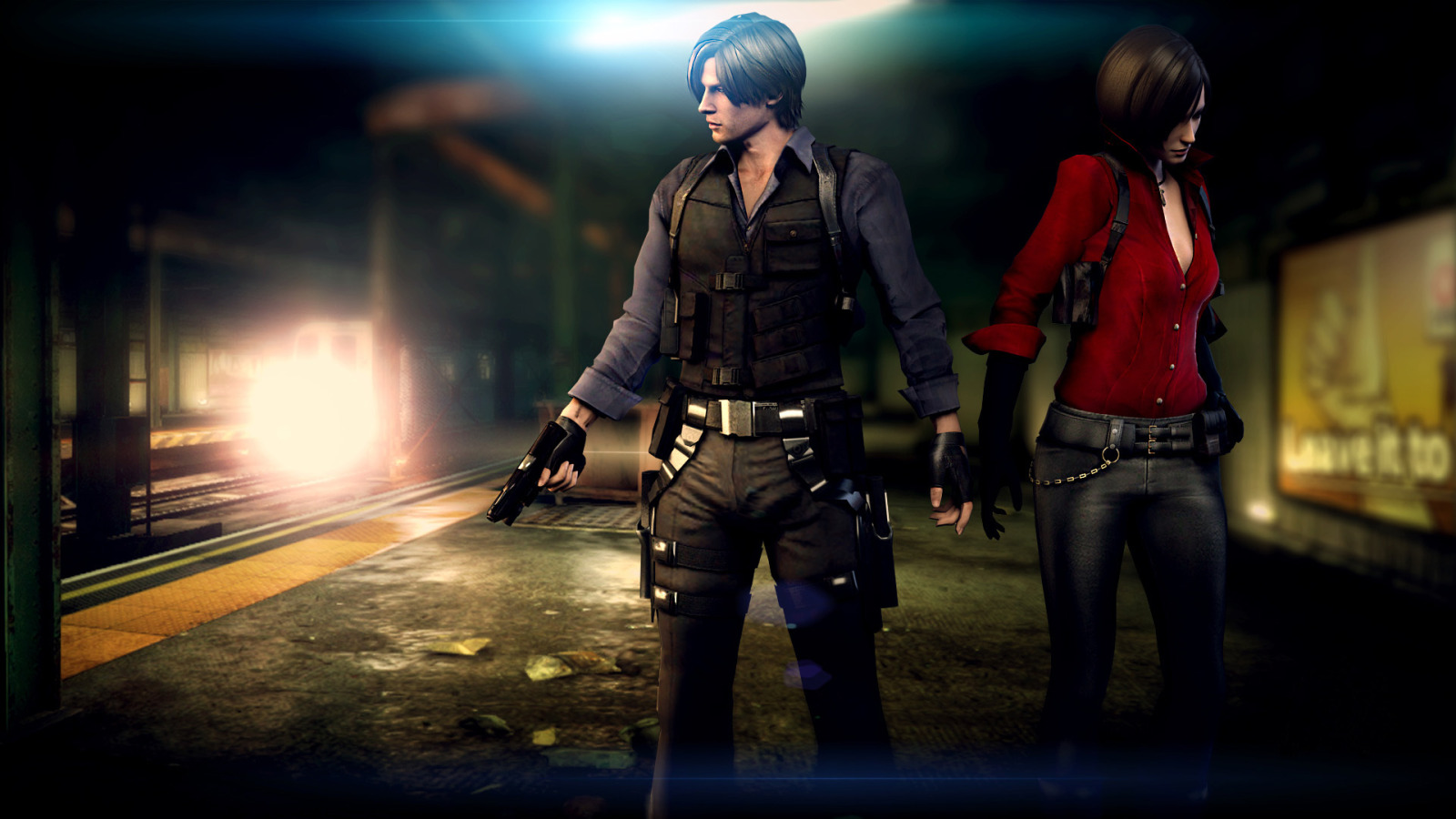 Скачать обои biohazard, Обитель зла, ада вонг, Leon Scott Kennedy, Ada  Wong, Леон Скотт Кеннеди, resident evil 6, раздел игры в разрешении 1600x900