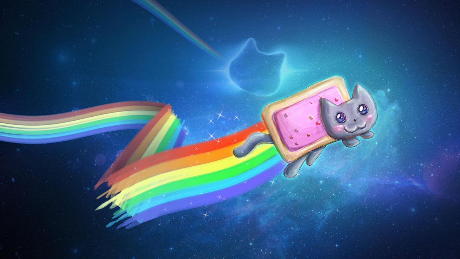 Скачать обои nyan-cat, nyan, психодел, раздел кошки в разрешении 1600x900