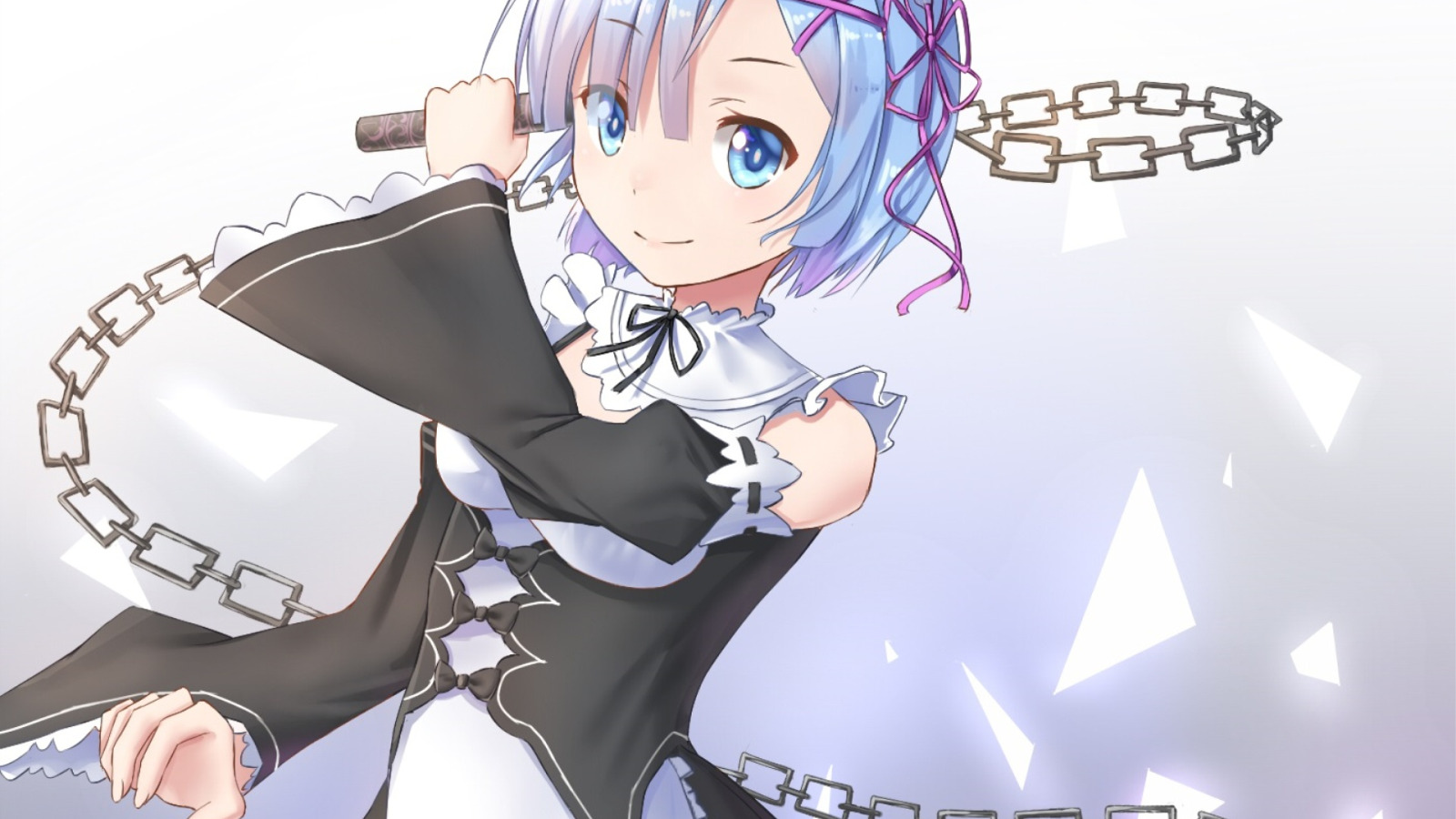 Скачать обои девушка, оружие, С нуля, Рем, Re: Zero Kara Hajimeru Isekai  Seikatsu, раздел сёнэн в разрешении 1600x900