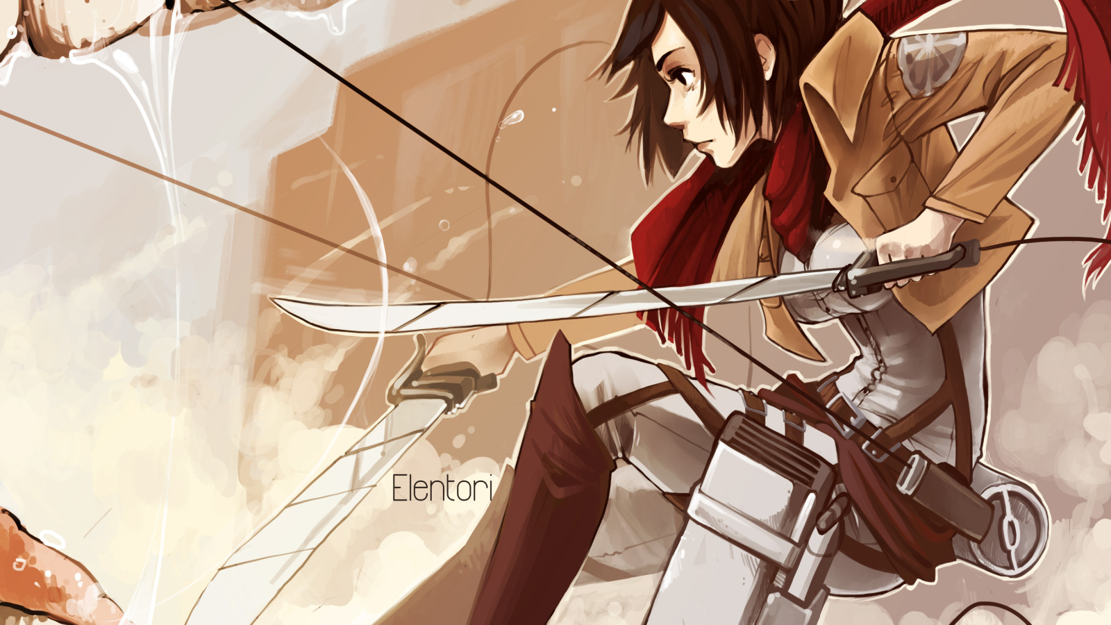 девушка, меч, воин, пасть, shingeki no kyojin, mikasa ackerman, <b>Attack</b> on <b>T...</b>