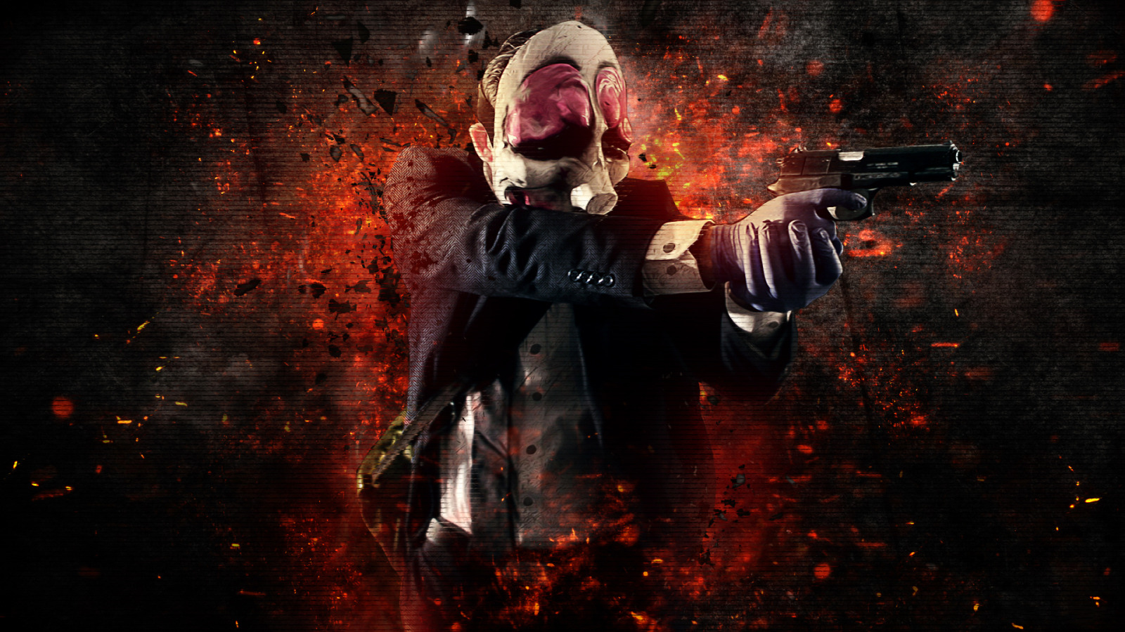 Скачать обои Gun, Background, Weapon, Money, Mask, Payday: The Heist, Video  Game, Overkill Software, раздел игры в разрешении 1600x900