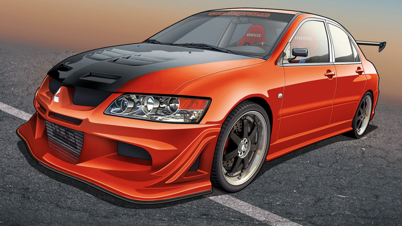 Скачать обои машина, рисунок, mitsubishi, lancer, evolution, раздел  mitsubishi в разрешении 1600x900