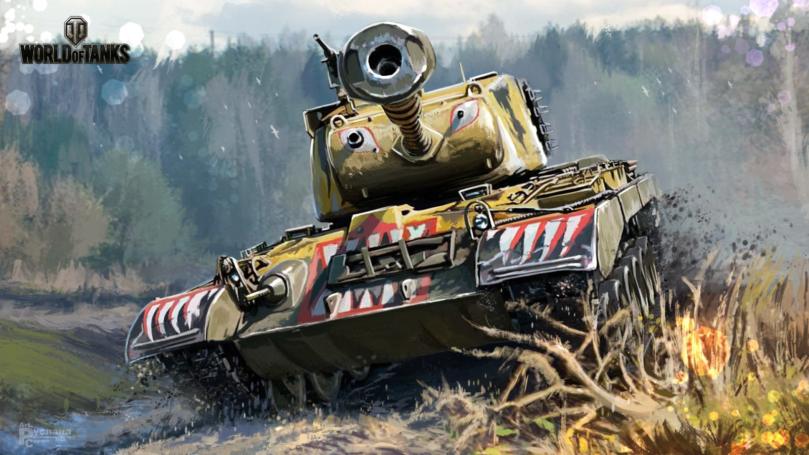 Скачать обои тигр, техника, танки, мир танков, World of Tanks, M46 Patton  KR, камуфляж., раздел игры в разрешении 1600x900