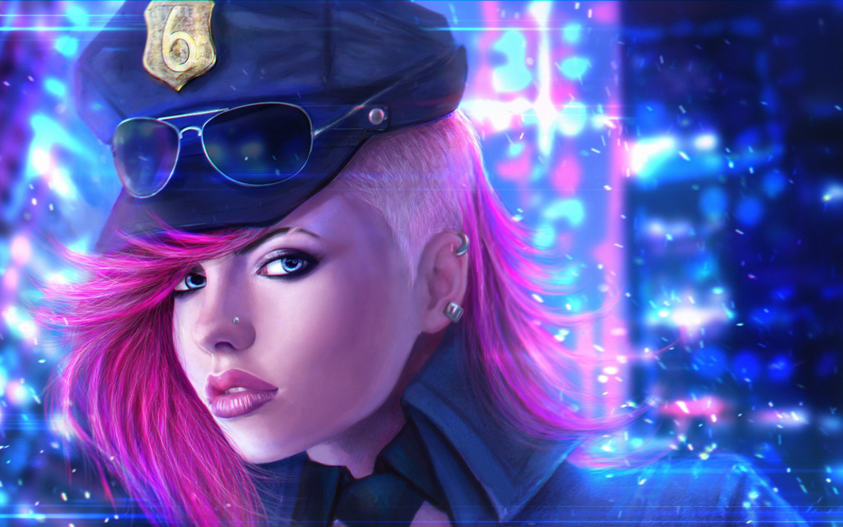 Скачать обои девушка, очки, pink, League of Legends, the Piltover Enforcer,  officer, раздел игры в разрешении 1680x1050