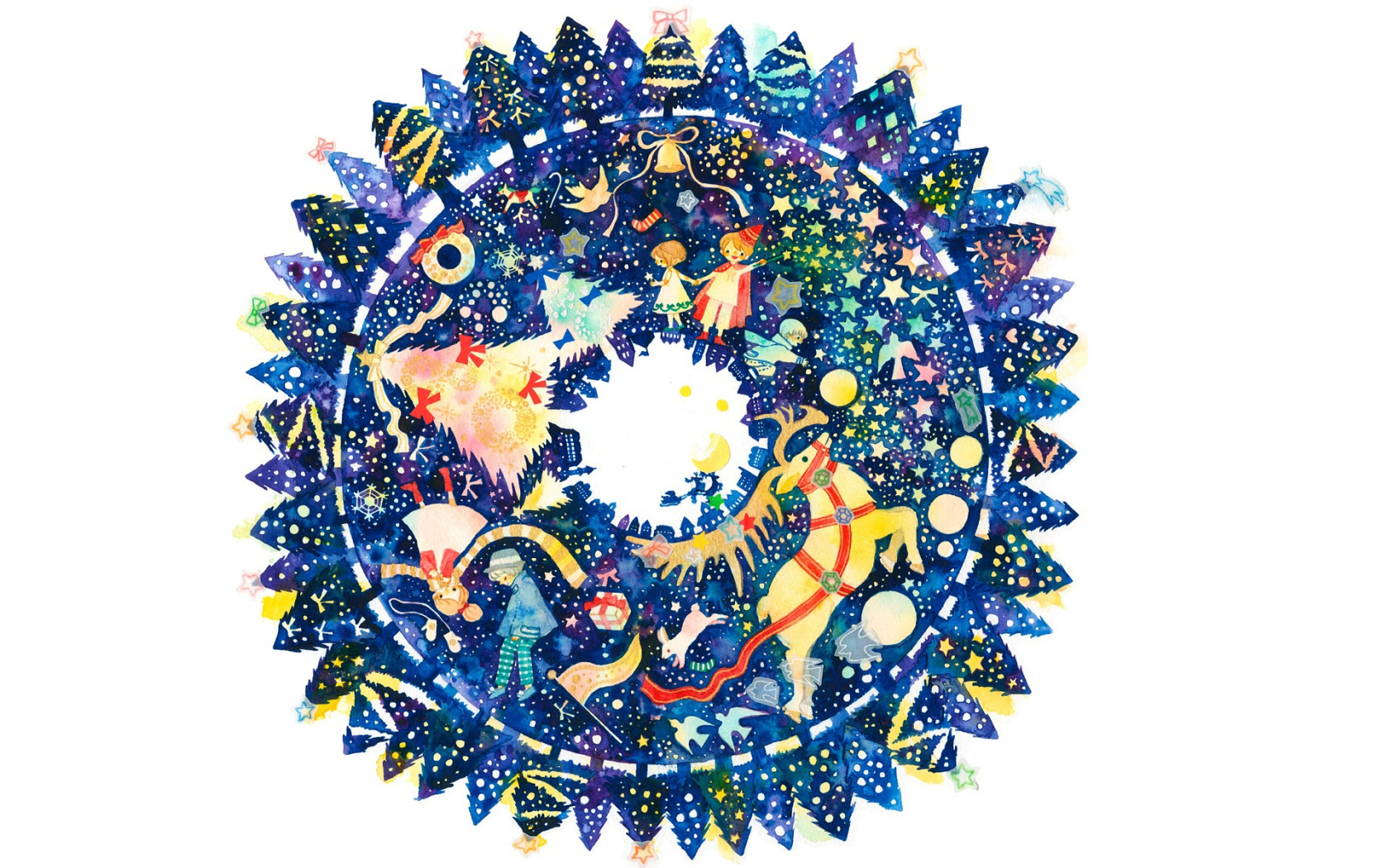 Новогодняя эмблема. Круг вечности. Новогодний логотип 2023 года. Star Wreath. Гербе новый год