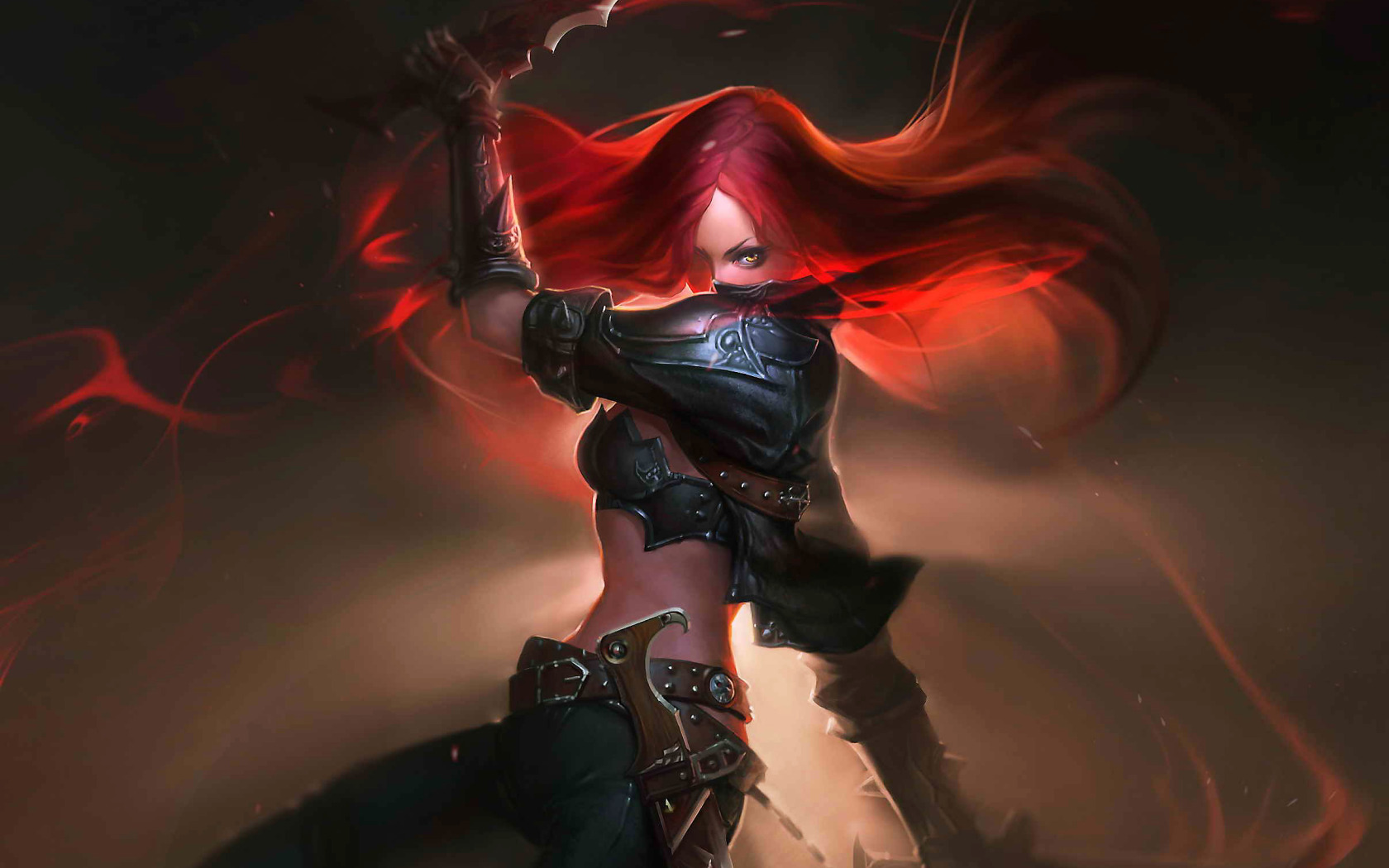 Скачать обои оружие, арт, League of Legends, Katarina, раздел игры в  разрешении 1680x1050