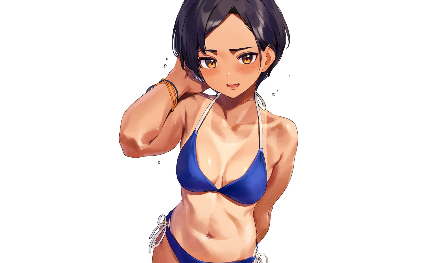 Скачать обои sexy, Anime, girls, short hair, bikini, tan, tanned, раздел  сэйнэн в разрешении 1680x1050