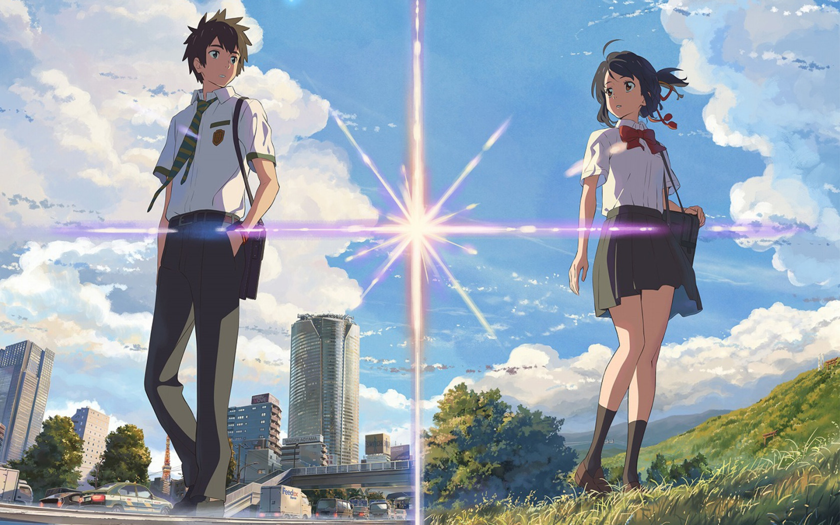 Скачать обои Anime, your name, Твое имя, Мицуха Миямидзу, Таки Татибана,  раздел сёнэн в разрешении 1680x1050