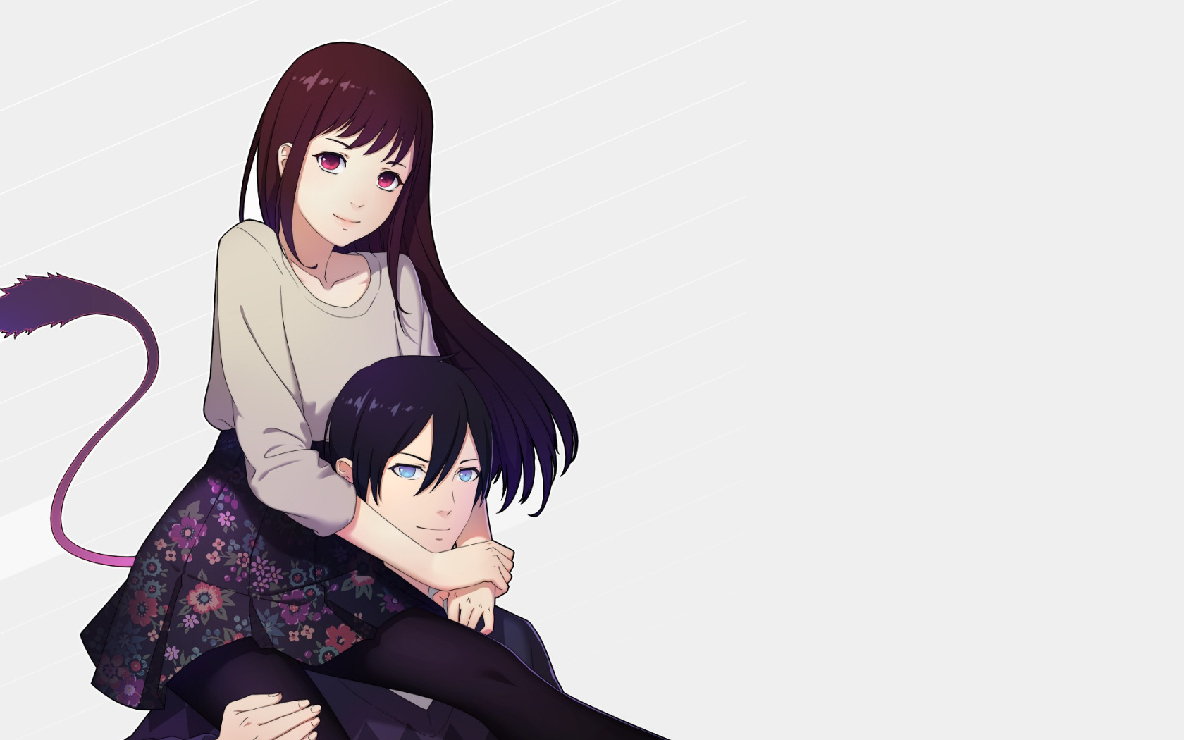 Скачать обои девушка, романтика, аниме, арт, парень, Бездомный Бог,  Noragami, Ято, раздел сёнэн в разрешении 1680x1050