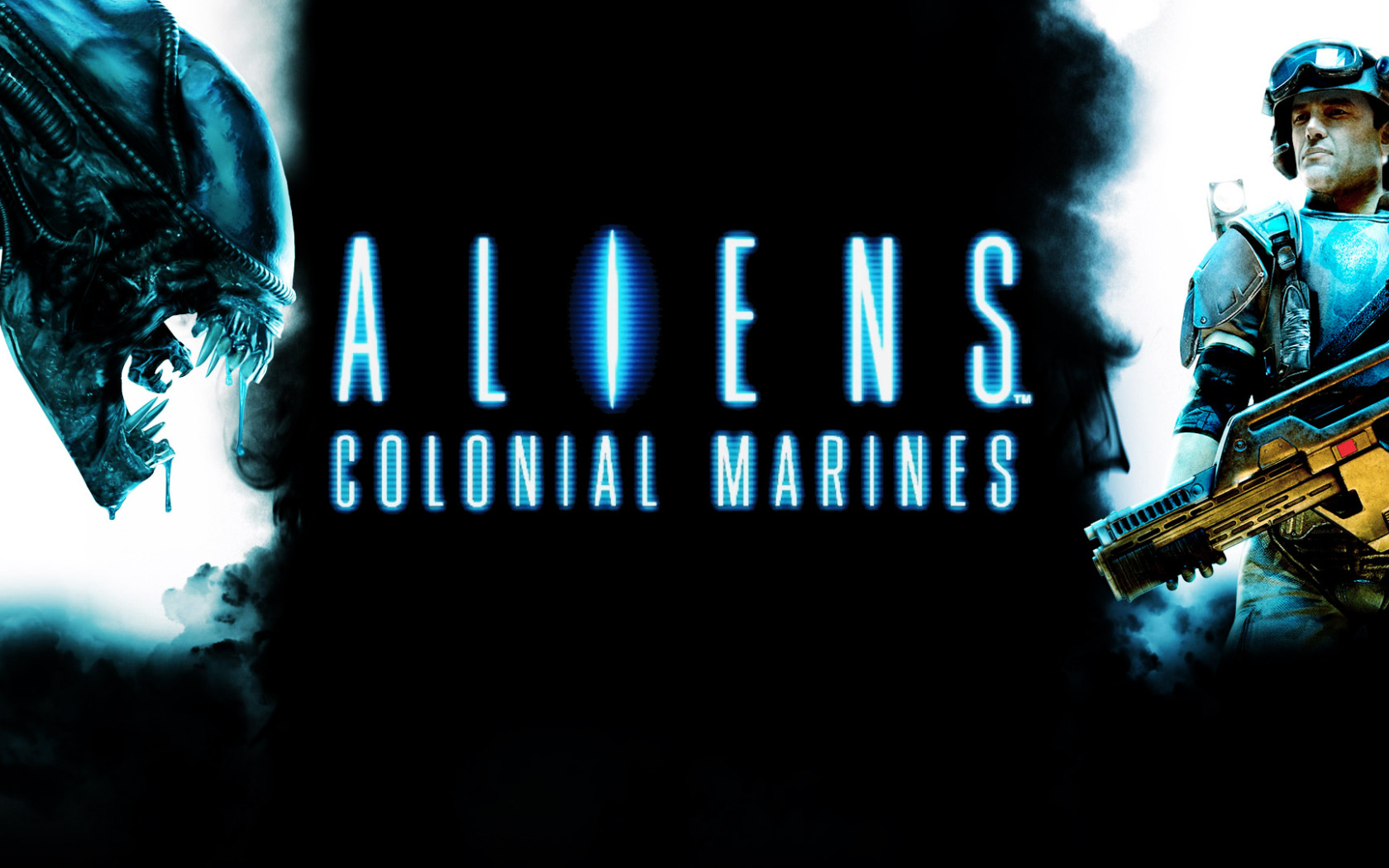 Скачать обои человек, логотип, чужой, logo, alien colonial marines, раздел  игры в разрешении 1680x1050