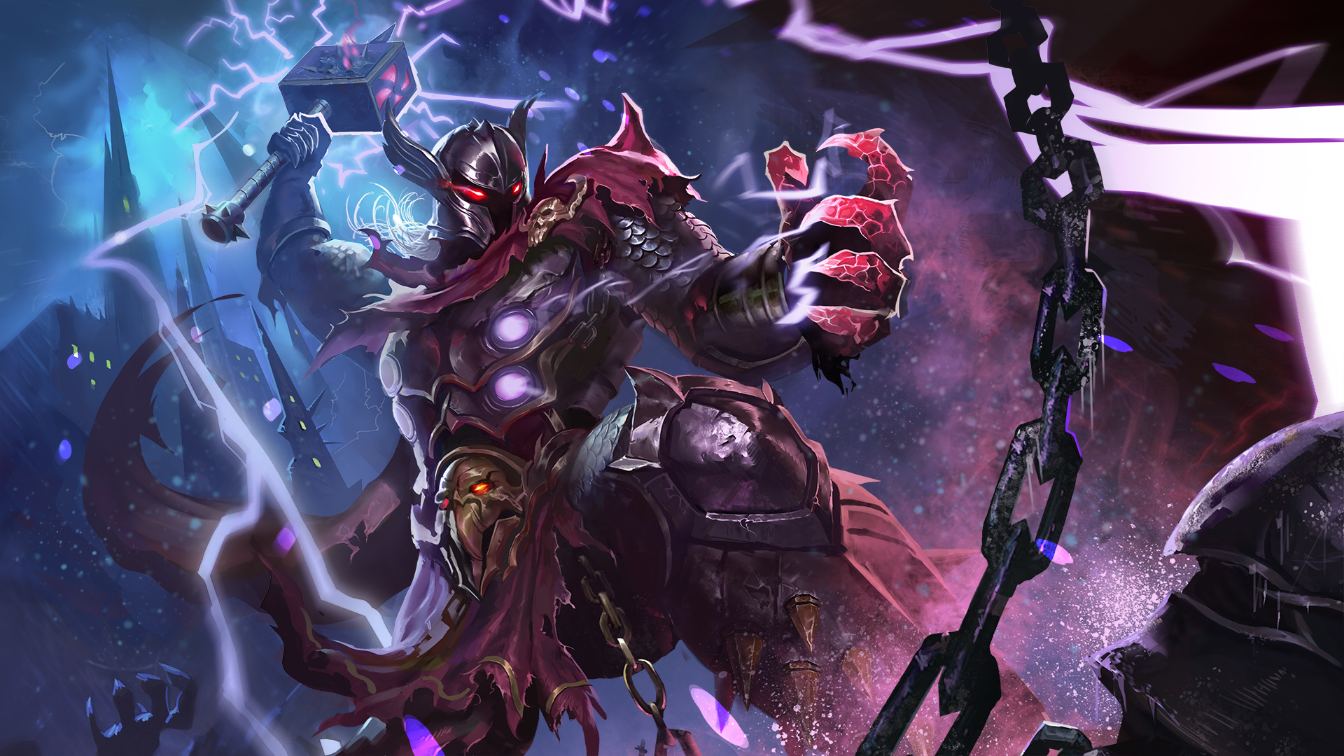 Скачать обои hon, art, Heroes of Newerth, Thunderbringer, Dark Lightning  lord, раздел игры в разрешении 1920x1080