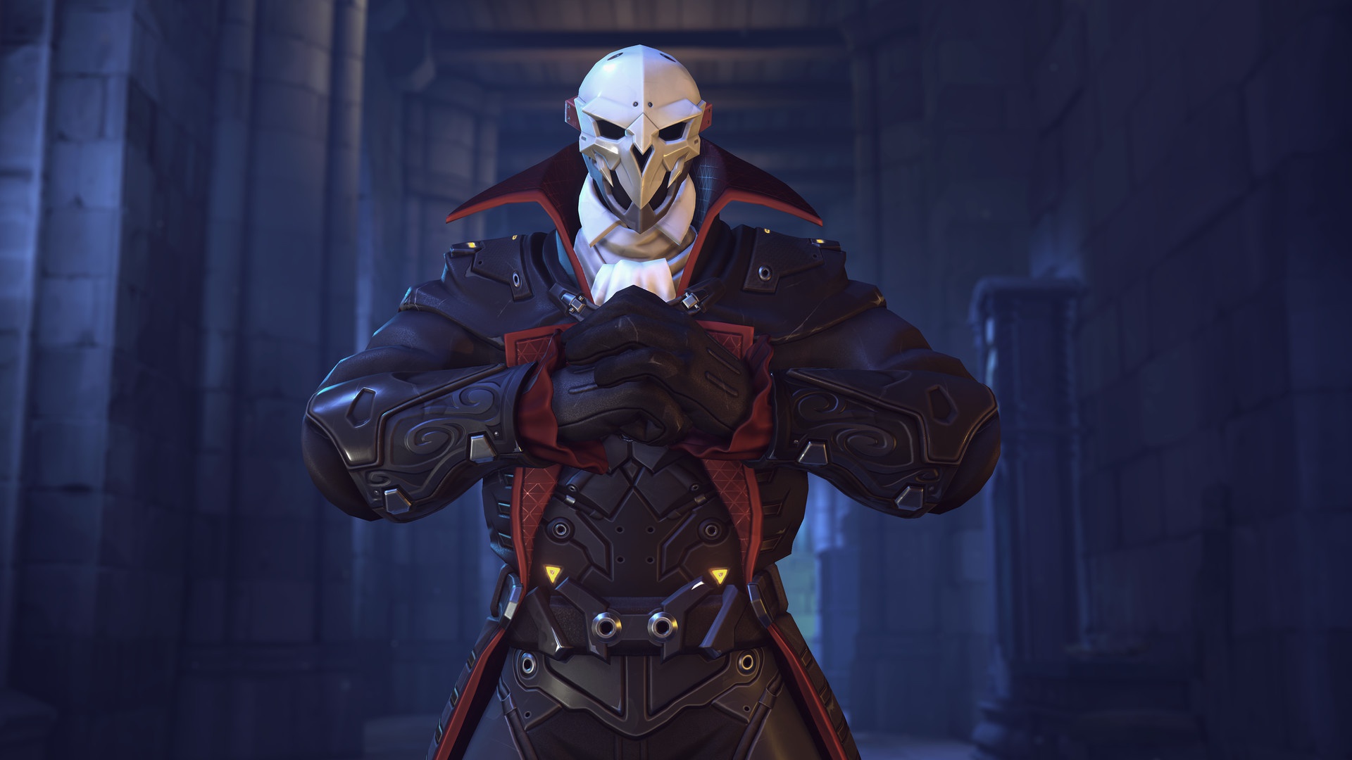 Скачать обои маска, OVERWATCH, Halloween Terror, Reaper Dracula Character  Skin, раздел игры в разрешении 1920x1080