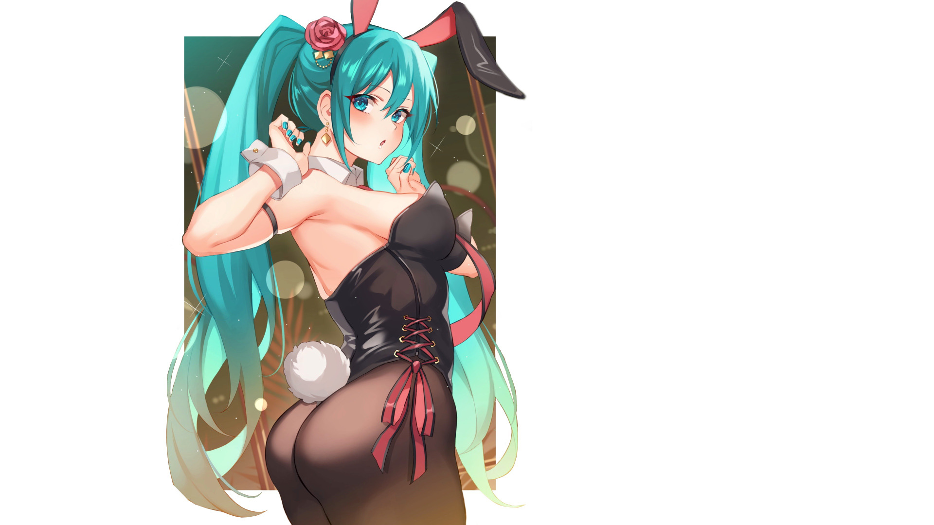 Скачать обои green, girl, hot, sexy, sexy girl, rabbit, anime, miku, раздел  сёнэн в разрешении 1920x1080