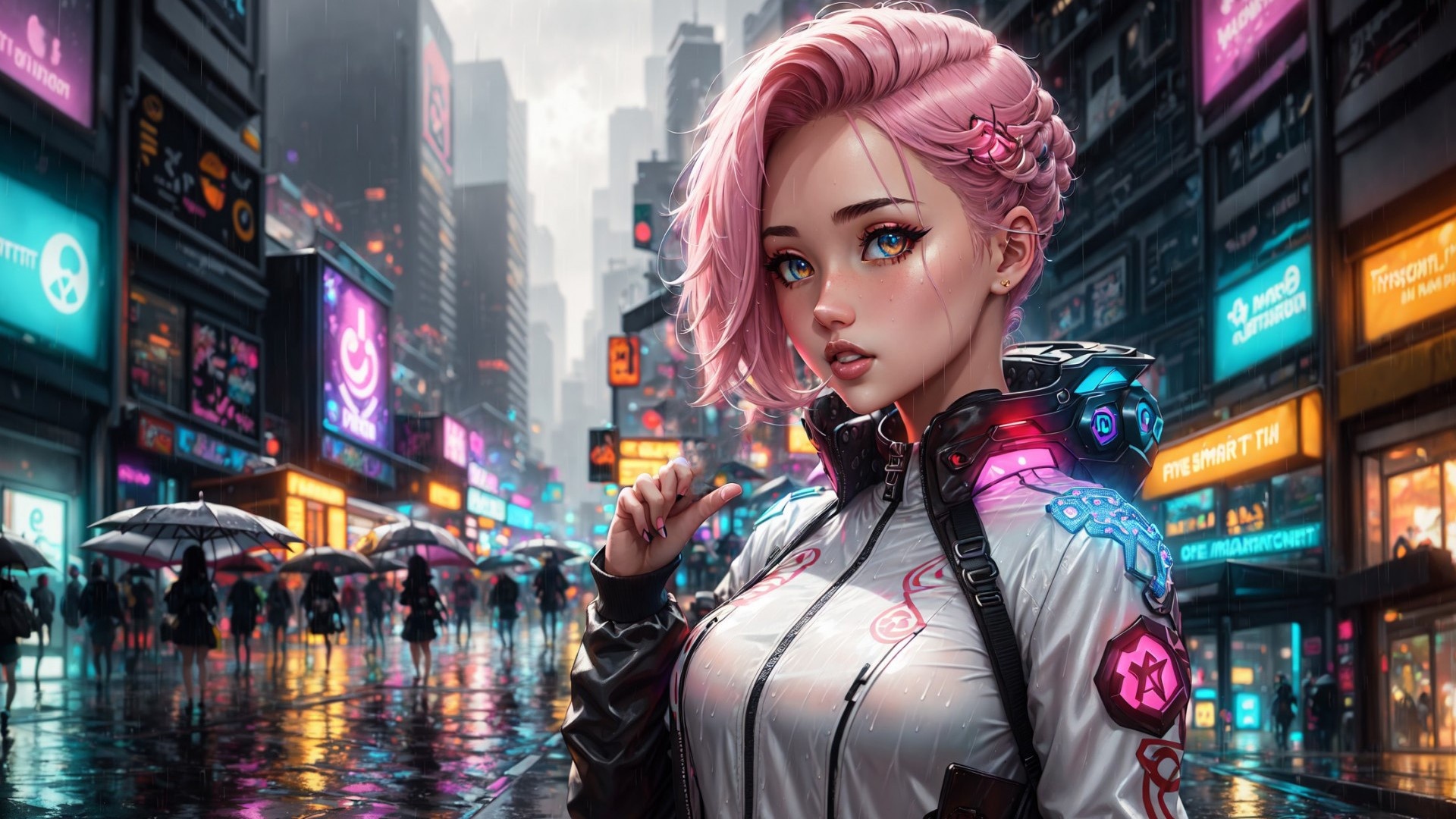 Скачать обои city, girls, street, people, drawings, neural network, раздел  ии арт в разрешении 1920x1080