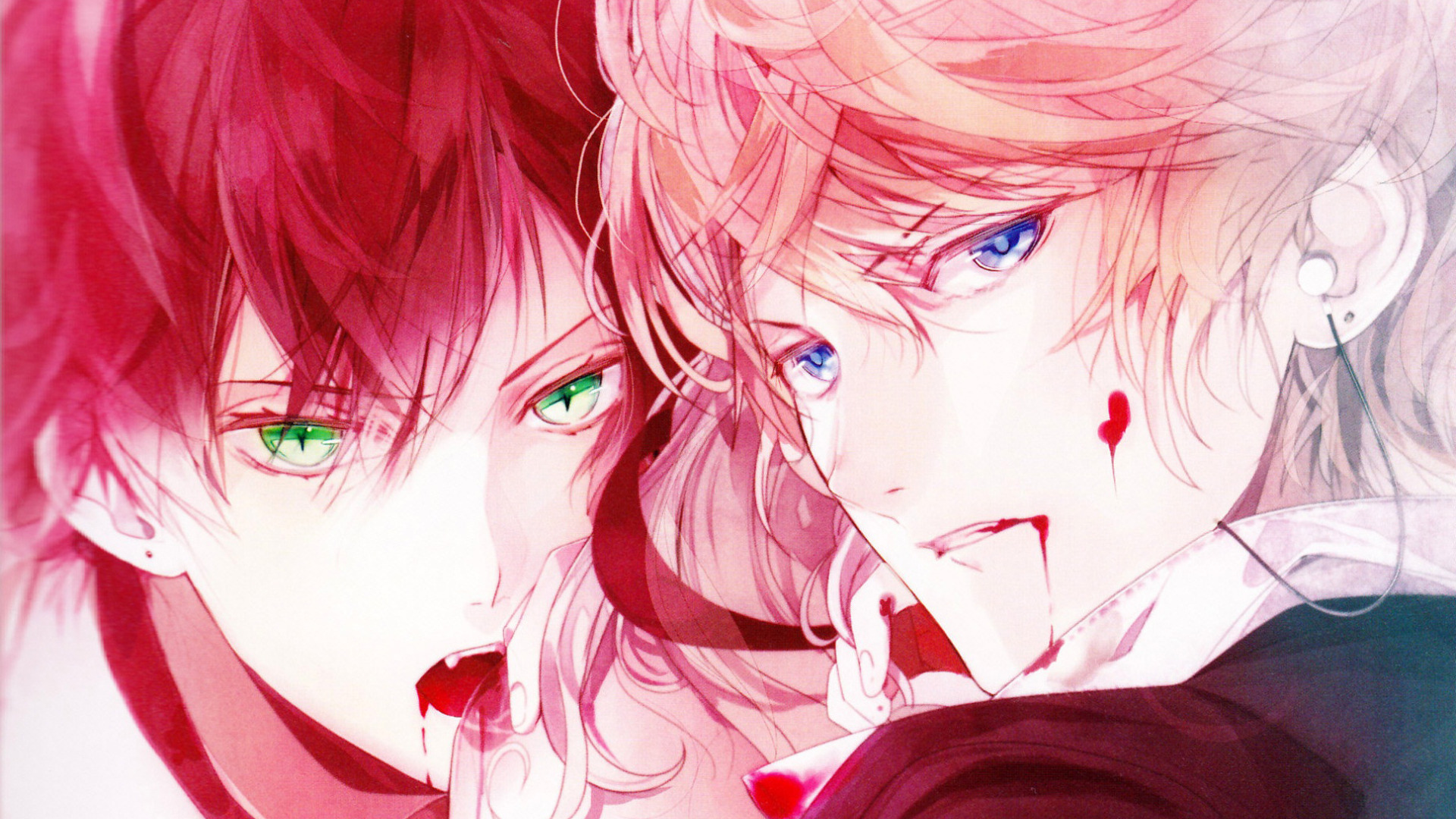 Скачать обои кровь, клыки, вампир, парни, Sakama Shuu, Diabolik Lovers,  Sakama Ayato, раздел сэйнэн в разрешении 1920x1080