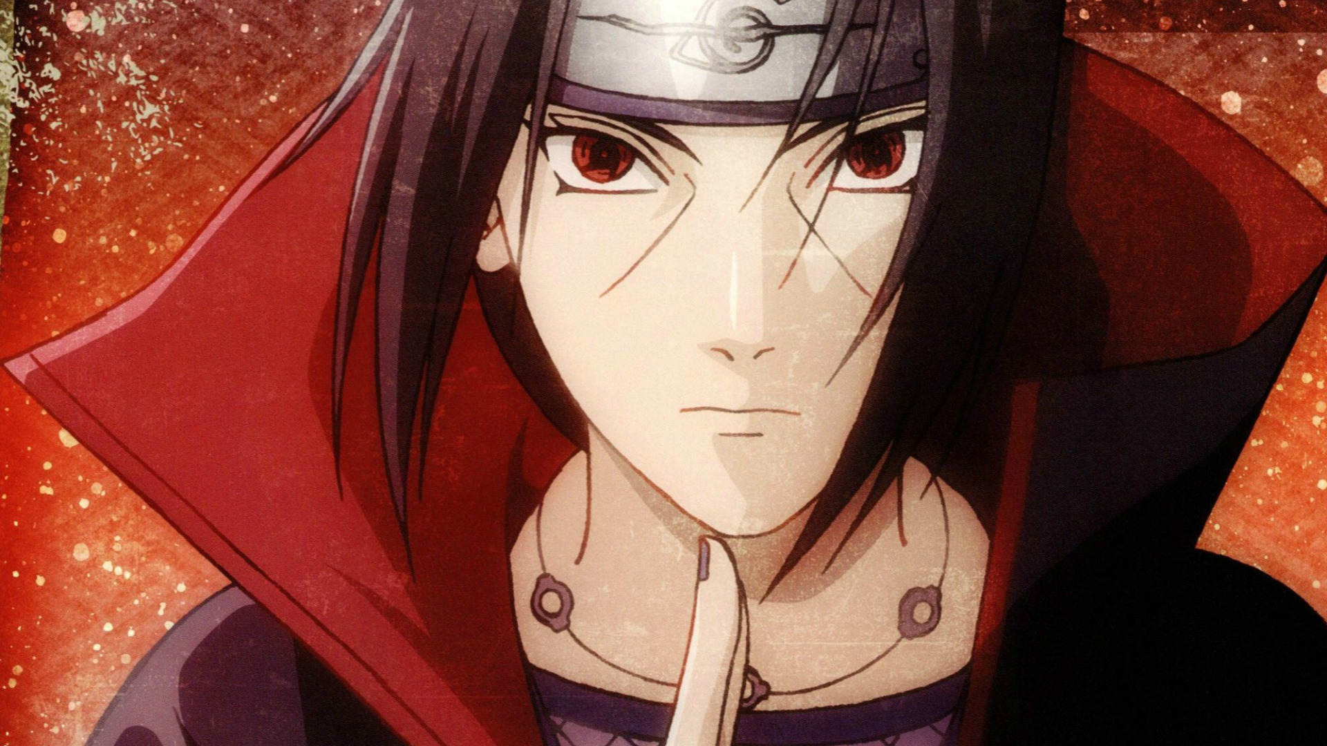 Скачать обои портрет, повязка, Naruto, красные глаза, перстень, sharingan,  Akatsuki, Itachi uchiha, раздел сёнэн в разрешении 1920x1080