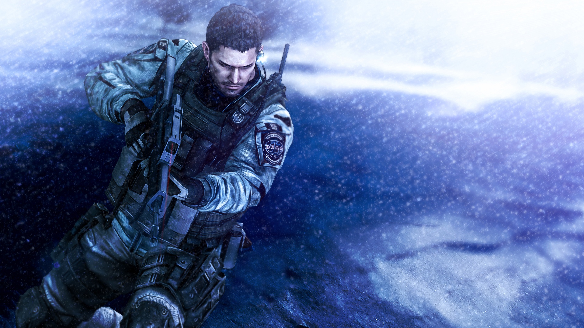 Скачать обои снег, оружие, fanart, Resident Evil 6, Chris Redfield,  Biohazard 6, раздел игры в разрешении 1920x1080