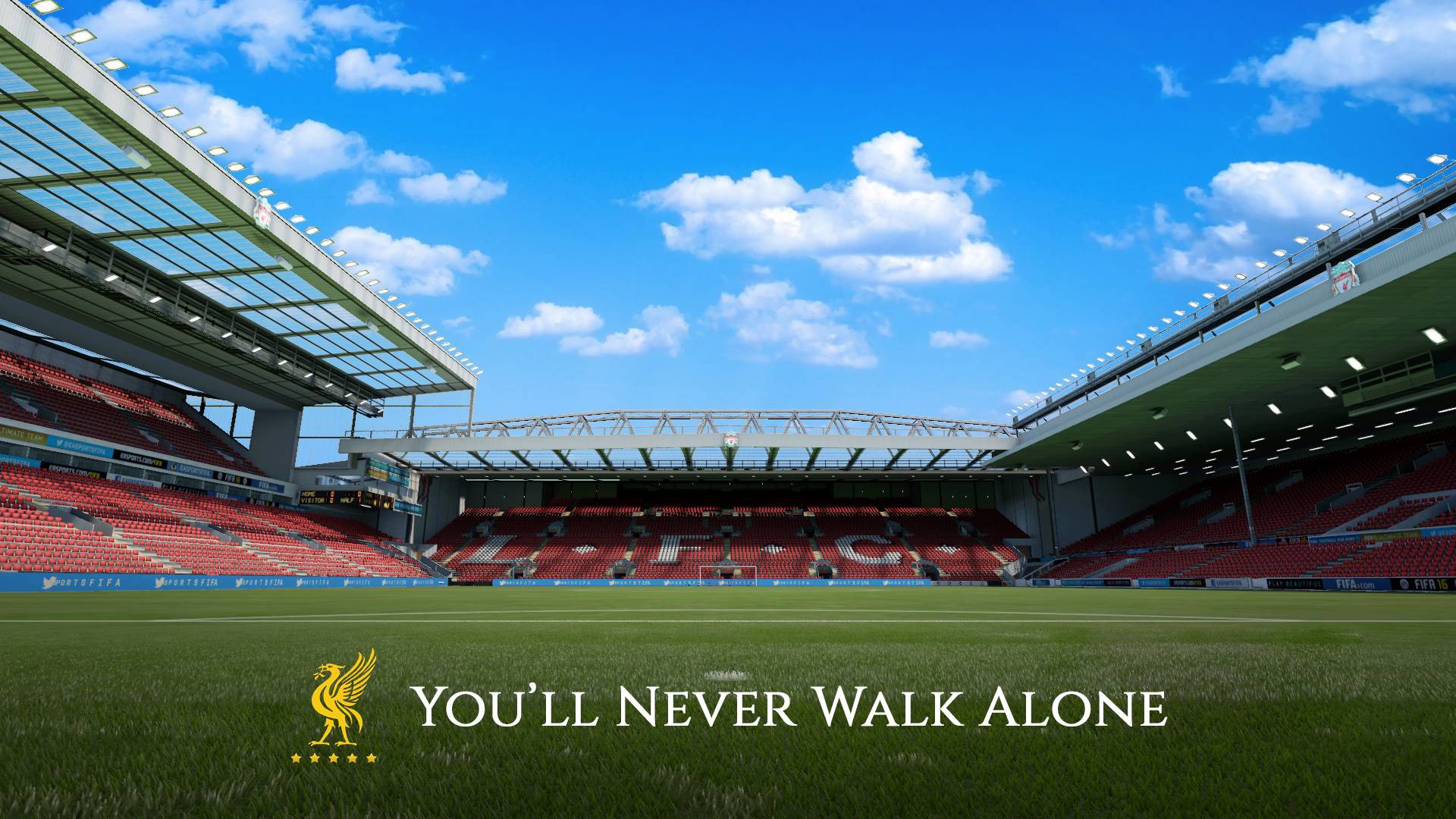 Обои wallpaper, sport, stadium, football, Liverpool FC, Anfield Road на  телефон и рабочий стол, раздел спорт, разрешение 1920x1080 - скачать