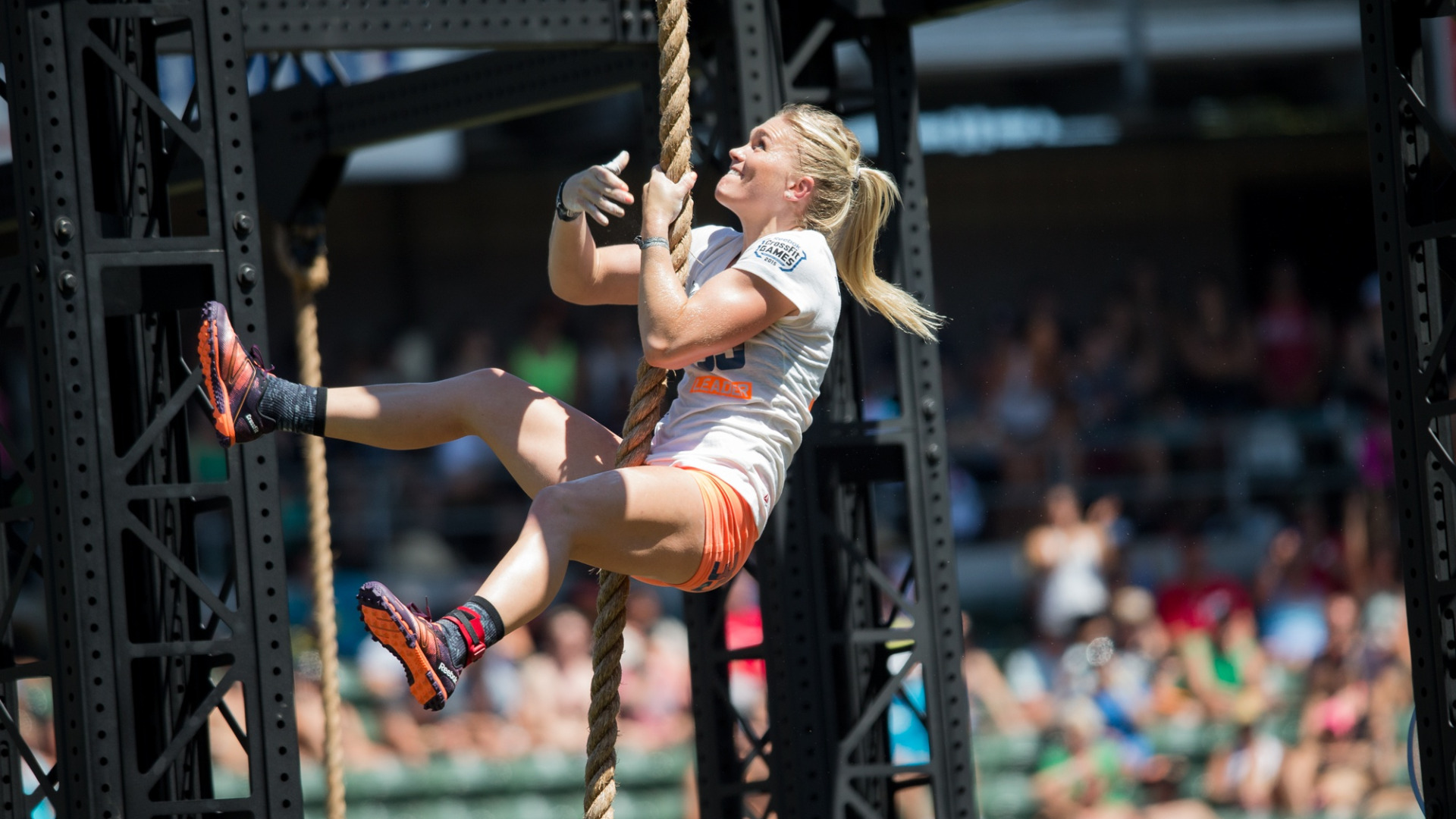 Скачать обои workout, competition, rope, crossfit, climb, Katrin tanja  davidsdottir, раздел спорт в разрешении 1920x1080