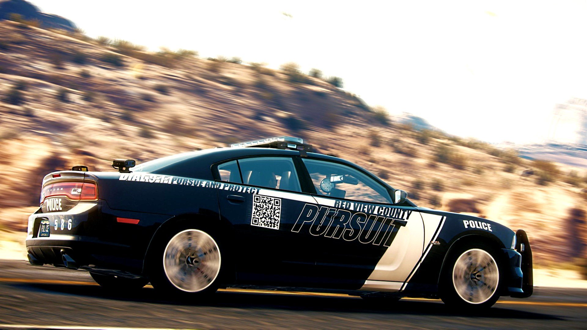 Скачать обои Police, Dodge Challenger, Interceptor, Road, Desert, NFS Rivals  Wallpaper, раздел игры в разрешении 1920x1080