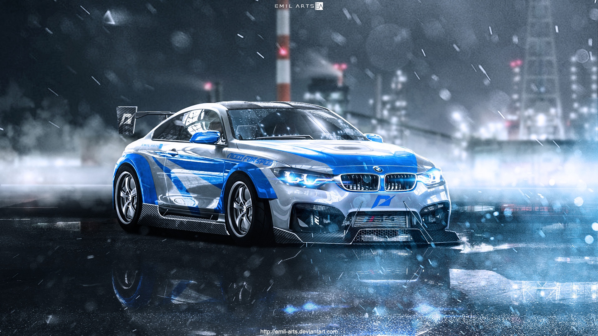 Обои Авто, Ночь, BMW, Машина, Дождь, NFS, Need for Speed, Most Wanted на  телефон и рабочий стол, раздел игры, разрешение 1920x1080 - скачать