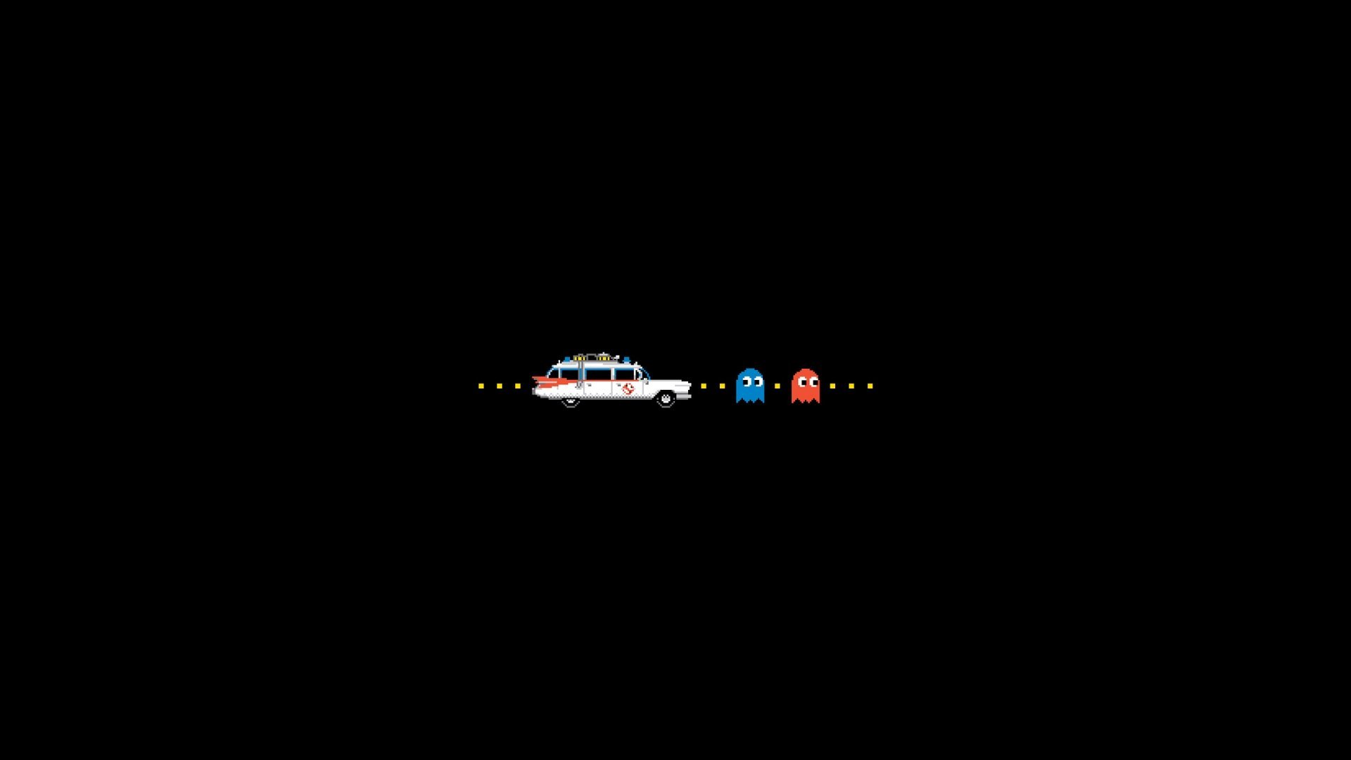 Скачать обои машина, фон, Ghostbusters, Pac-Man, раздел минимализм в  разрешении 1920x1080