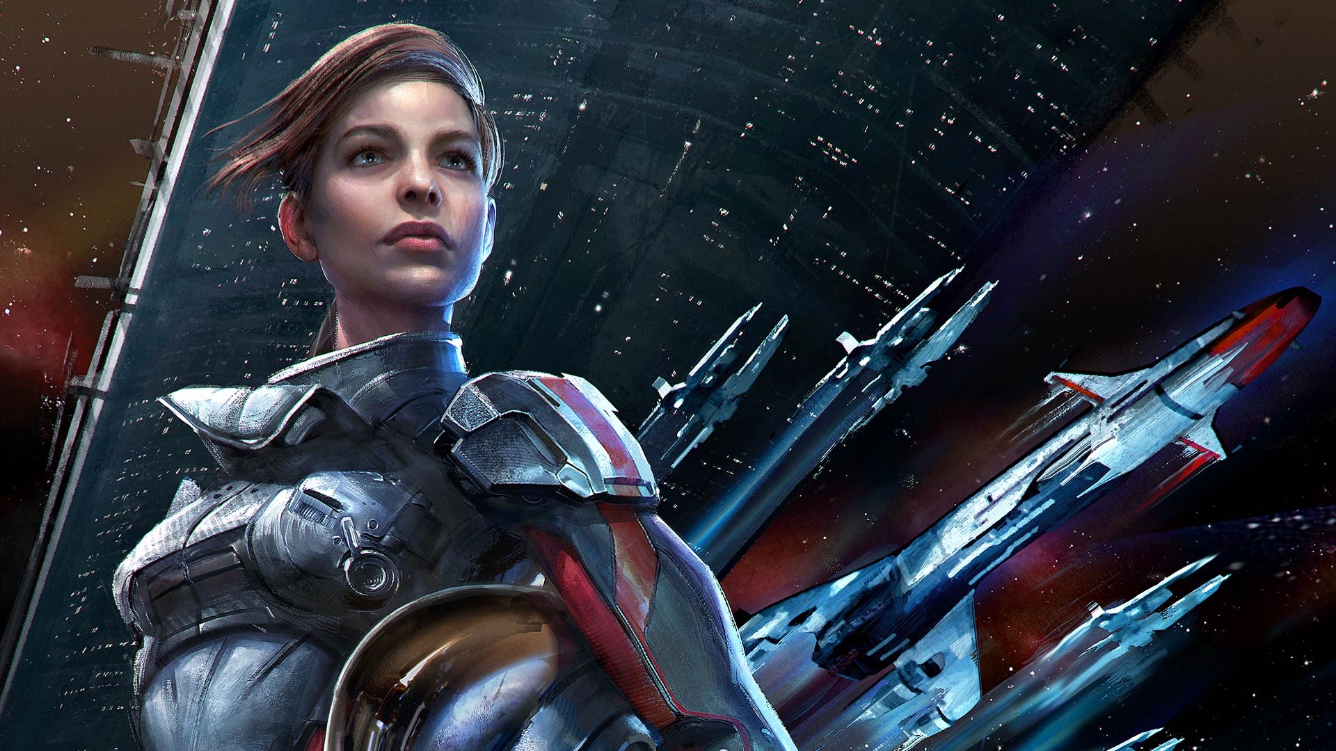 Скачать обои космос, mass effect, mass effect andromeda, Sarah Ryder, Сара  Райдер, раздел игры в разрешении 1920x1080