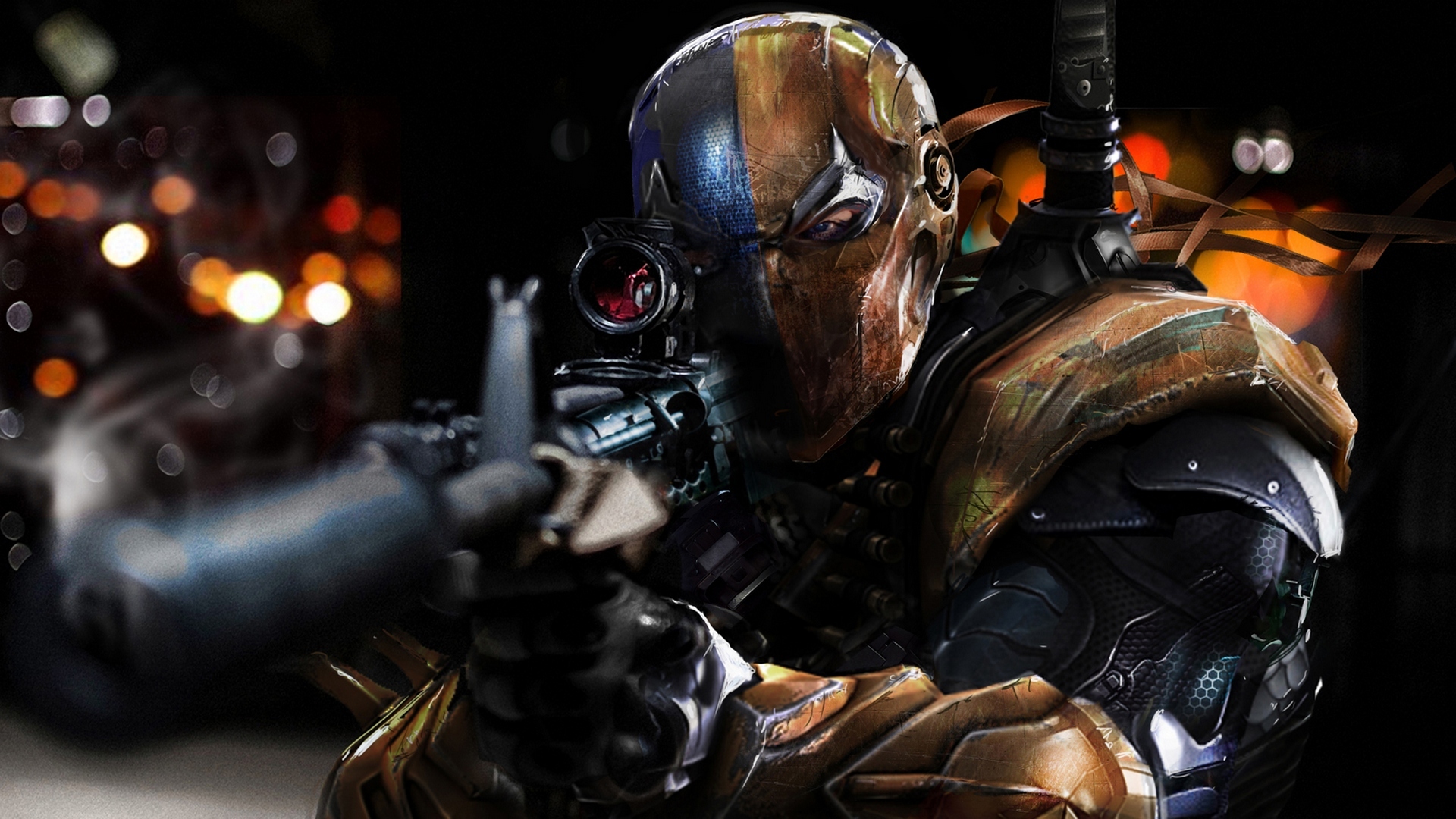 Скачать обои маска, killer, sniper rifle, Slade Wilson, Deathstroke, раздел  фантастика в разрешении 1920x1080