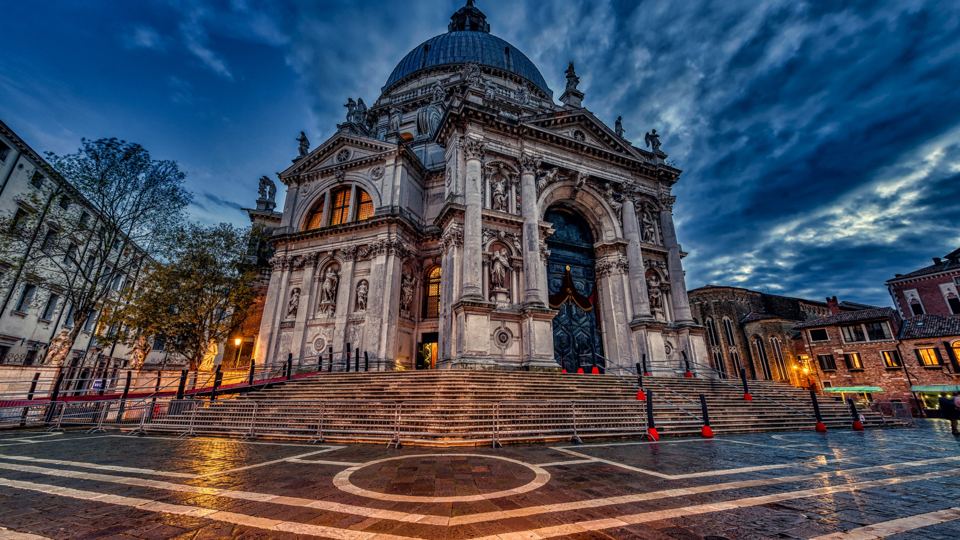 вечер, Италия, Венеция, собор, архитектура, Italy, Venice, Santa Maria della Salute