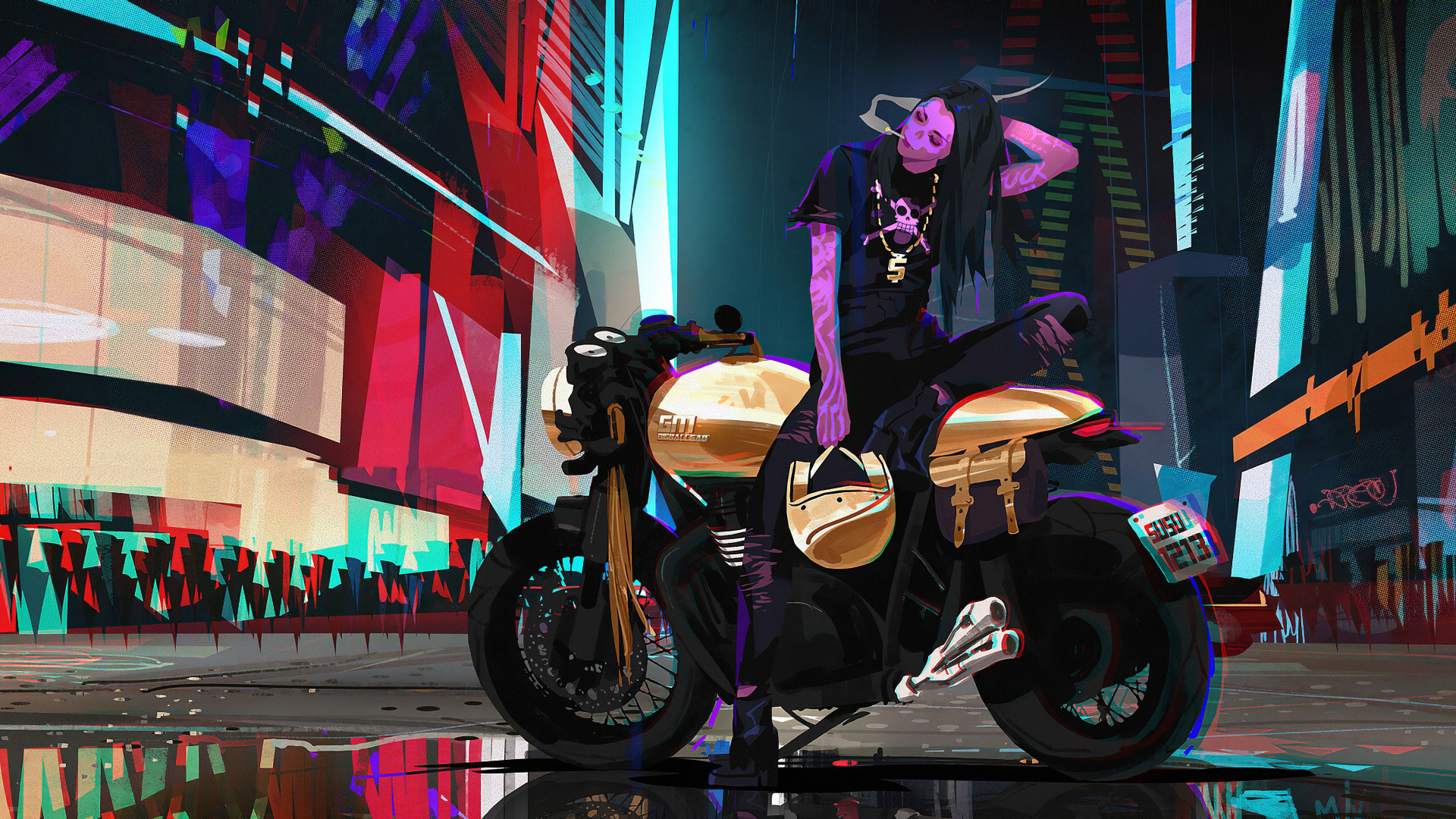Cyberpunk motorcycle art фото 91