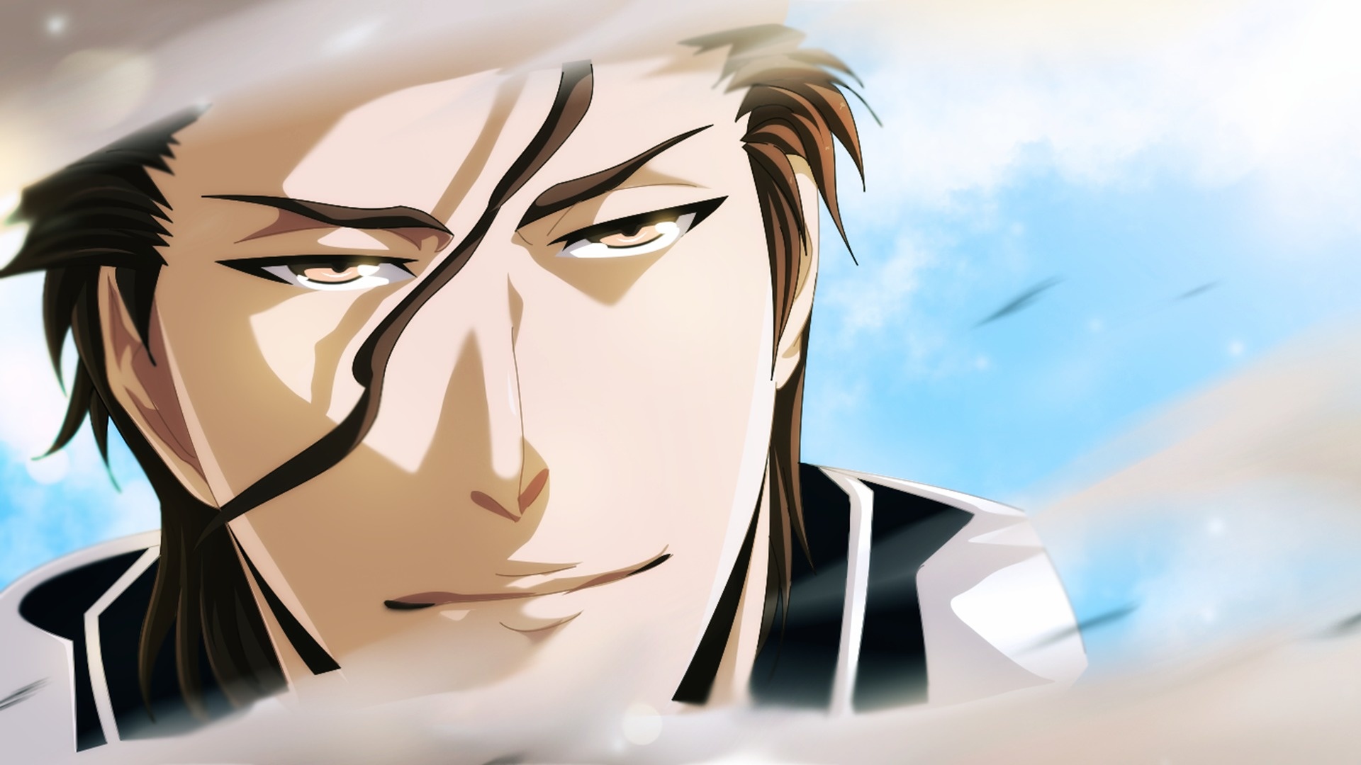 Скачать обои взгляд, лицо, аниме, арт, bleach, Aizen Sosuke, раздел аниме в  разрешении 1920x1080