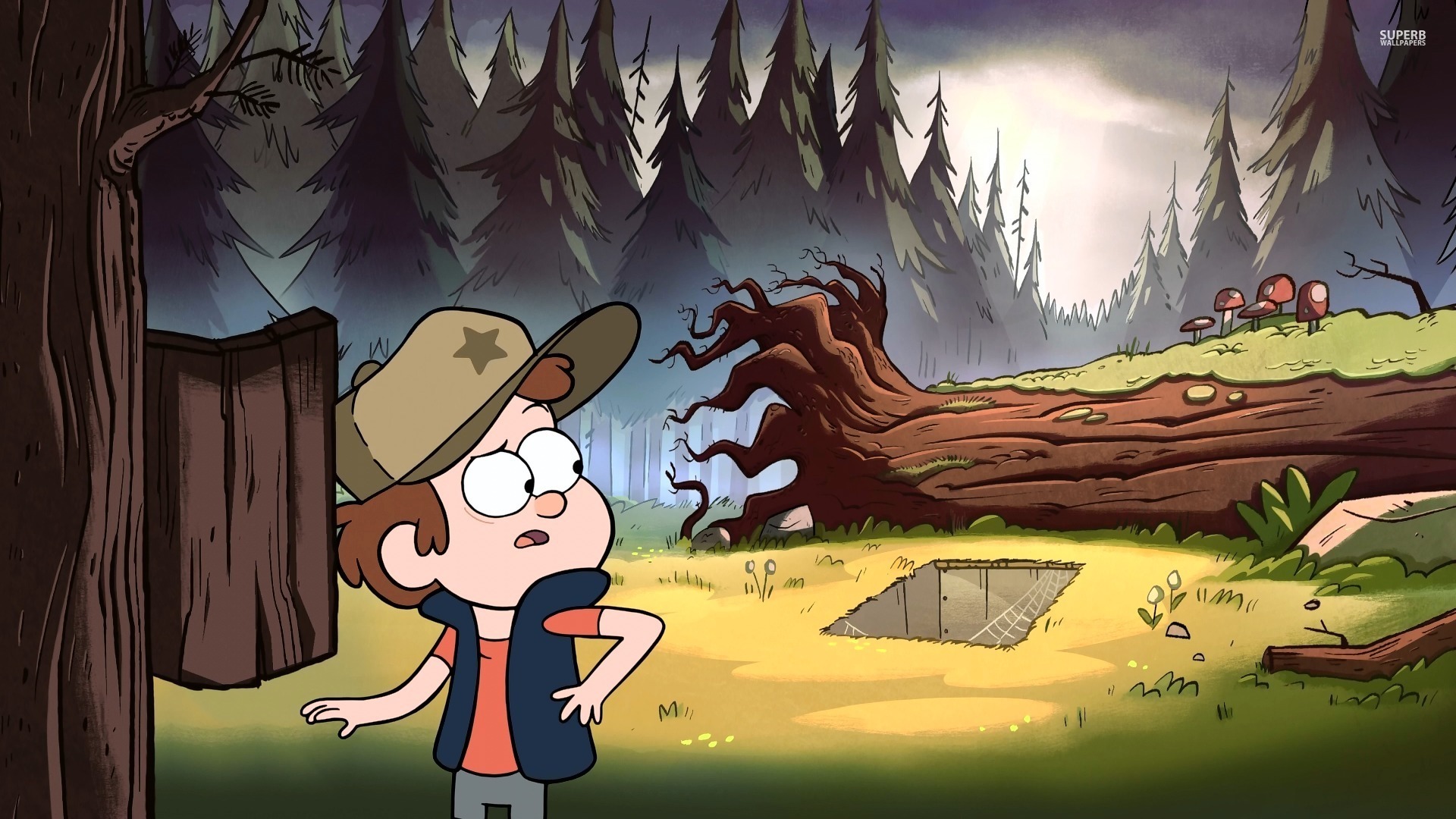 Обои Лес, Gravity Falls, Гравити Фолз, Dipper на телефон и рабочий стол,  раздел фильмы, разрешение 1920x1080 - скачать