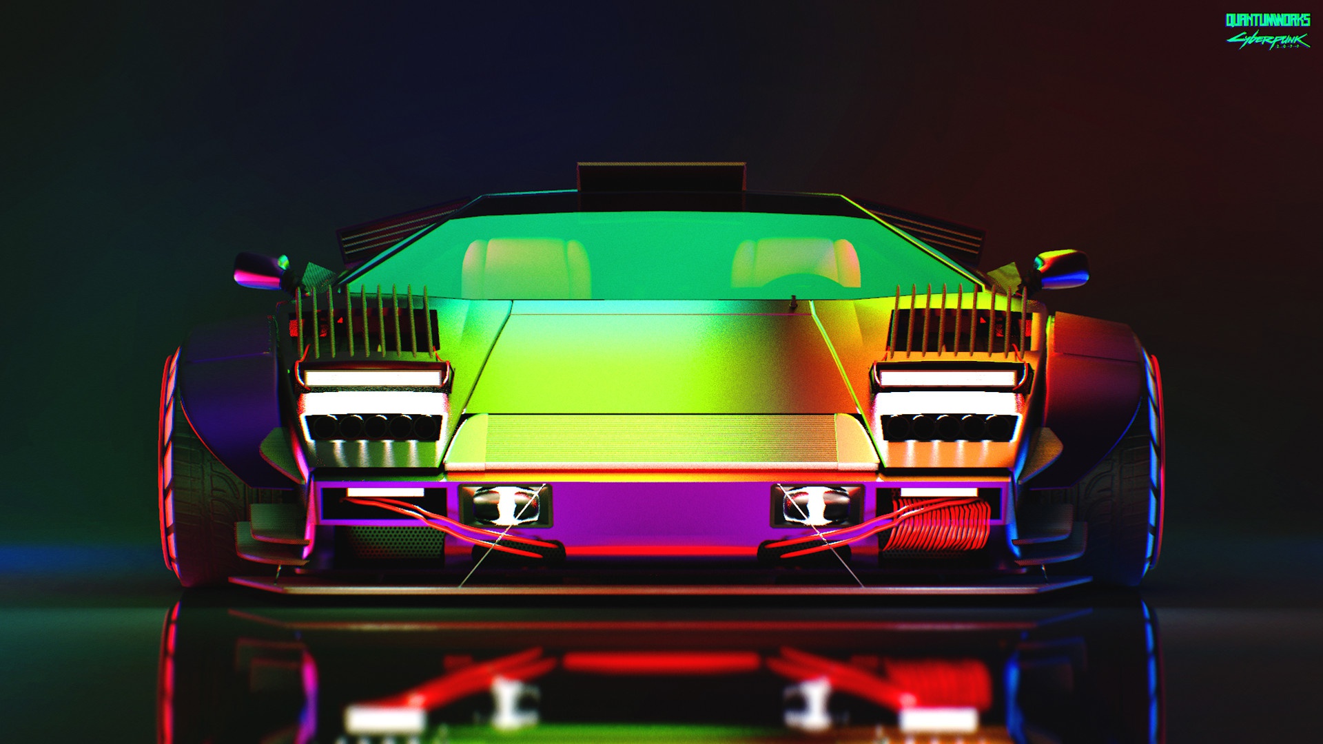 Neon cyberpunk car фото 85