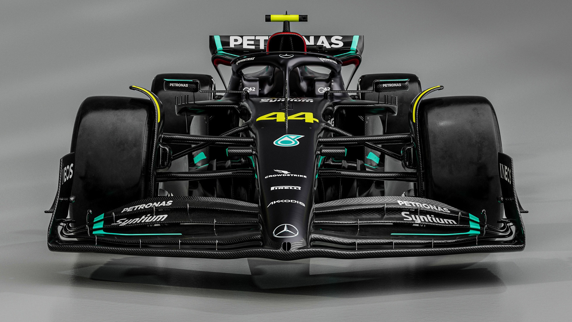 Скачать обои Формула 1, вид спереди, гоночный болид, Mercedes-AMG, 2023,  Mercedes-AMG F1 W14 E Performance, раздел mercedes в разрешении 1920x1080