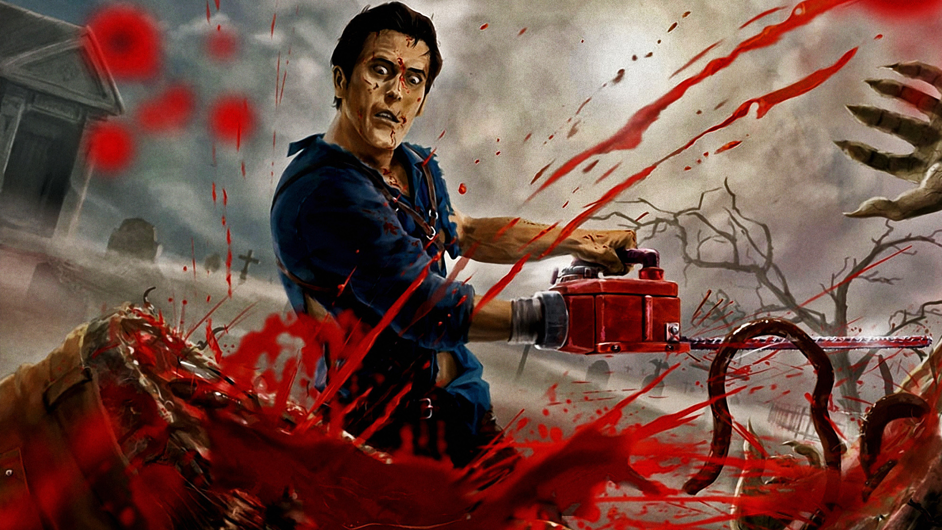 Обои blood, ash, death, guts, chainsaw, evil dead на телефон и рабочий  стол, раздел прочее, разрешение 1920x1080 - скачать