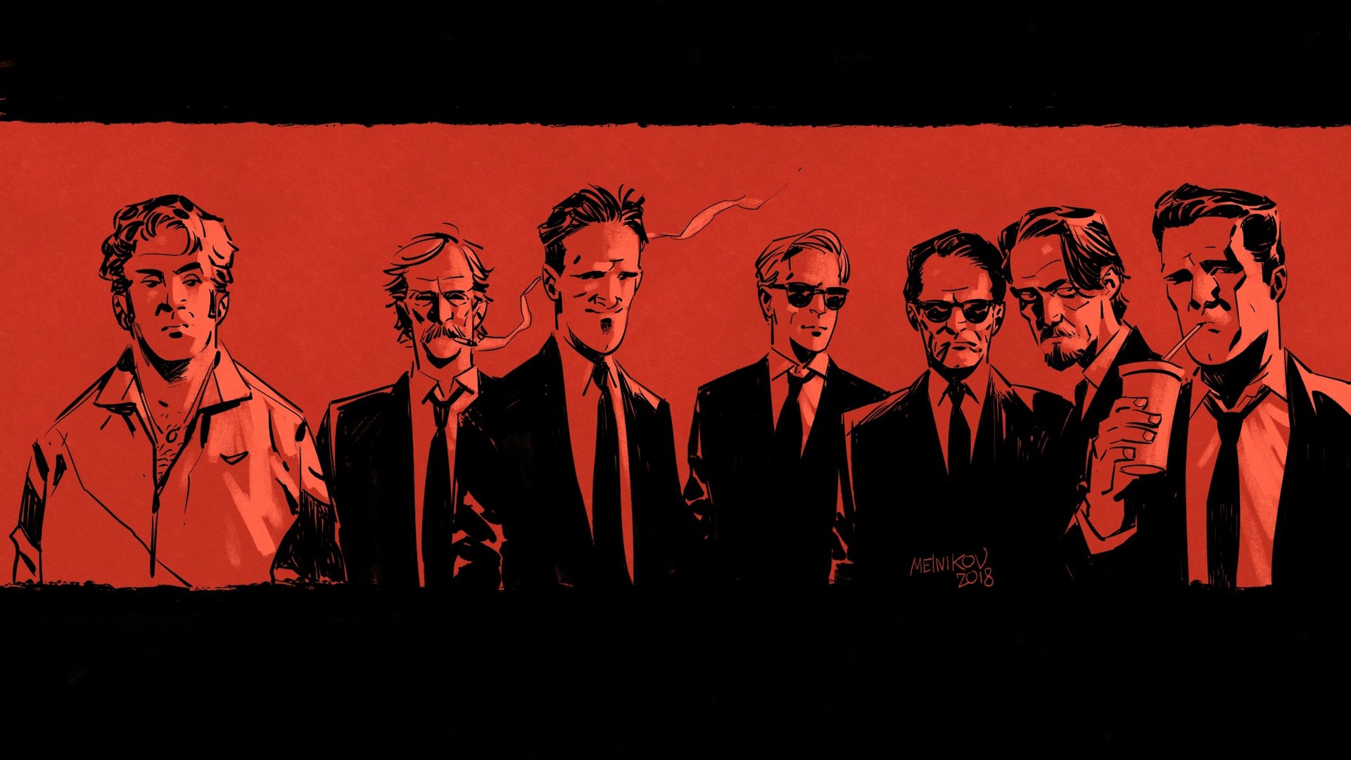 Обои Арт, Art, Бешеные псы, Reservoir Dogs, by Gleb Melnikov, Gleb Melnikov  на телефон и рабочий стол, раздел арт, разрешение 1920x1080 - скачать