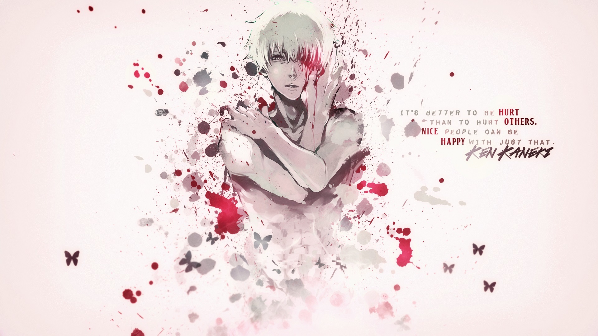 Обои кровь, парень, белые волосы, Tokyo Ghoul, Kaneki Ken, Токийский Гуль,  Канеки кен на телефон и рабочий стол, раздел прочее, разрешение 1920x1080 -  скачать