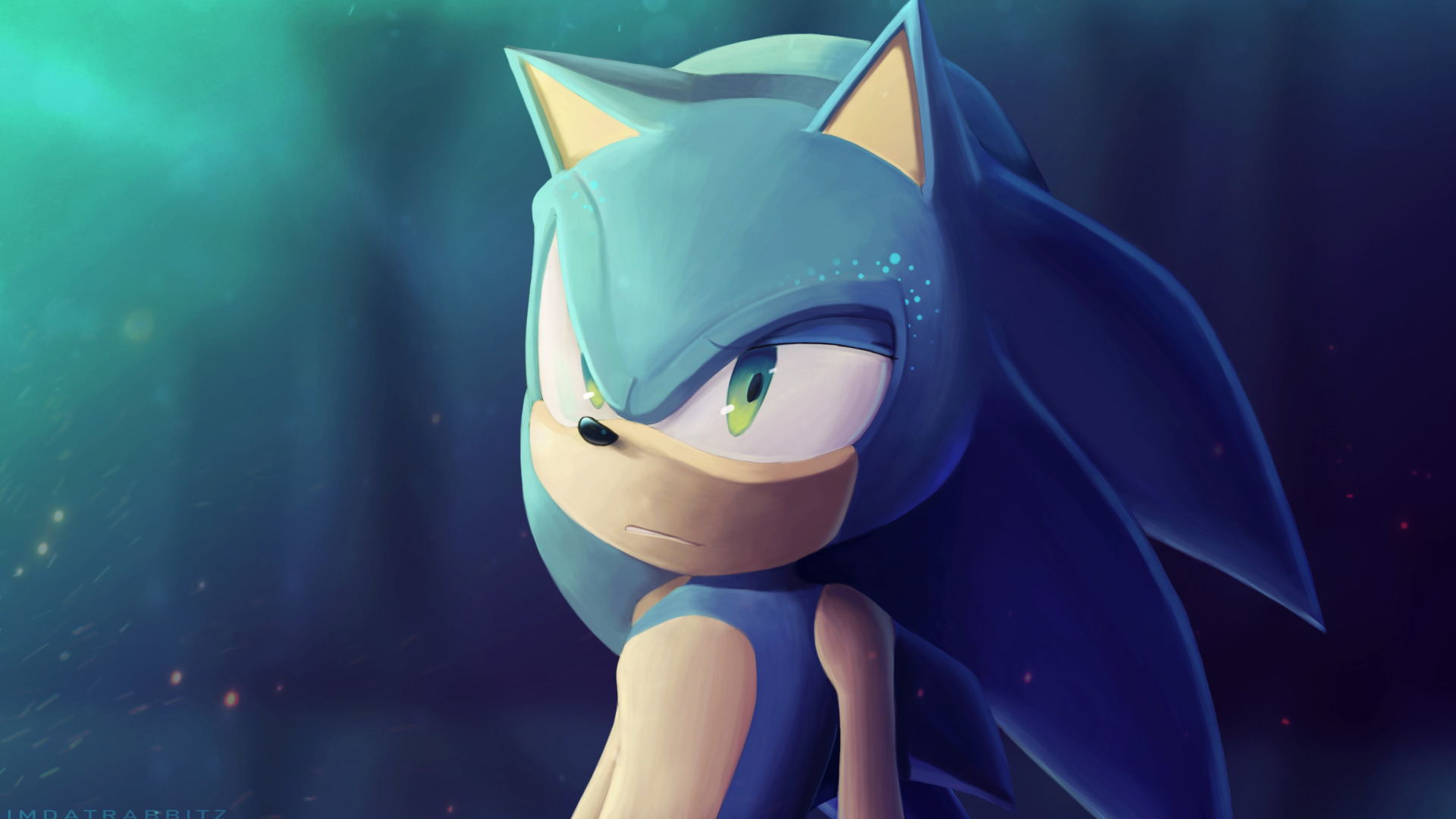 Скачать обои Соник, Art, Digital Art, Sonic, Fan Art, Ёж Соник,  ImDatRabbitz, by ImDatRabbitz, раздел игры в разрешении 1920x1080