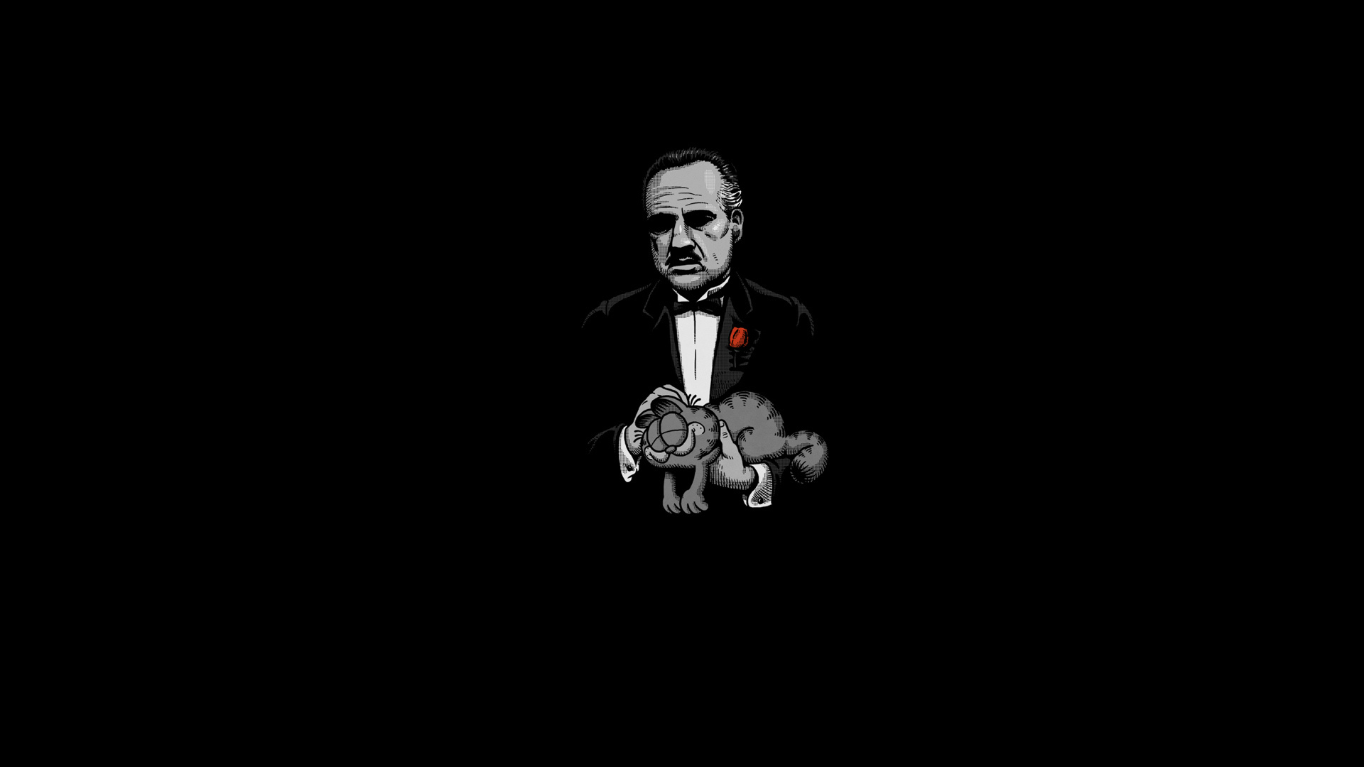 Скачать обои кот, Марлон Брандо, godfather, крестный отец, корлеоне,  гарфилд, раздел минимализм в разрешении 1920x1080