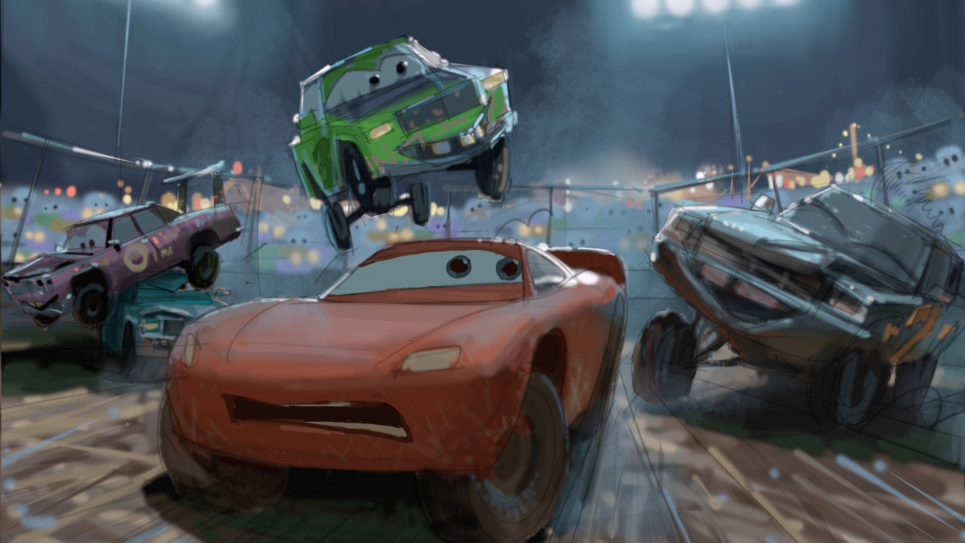 Скачать обои car, Cars, film, artwork, animated, animated movie, Cars 3,  раздел фильмы в разрешении 1920x1080