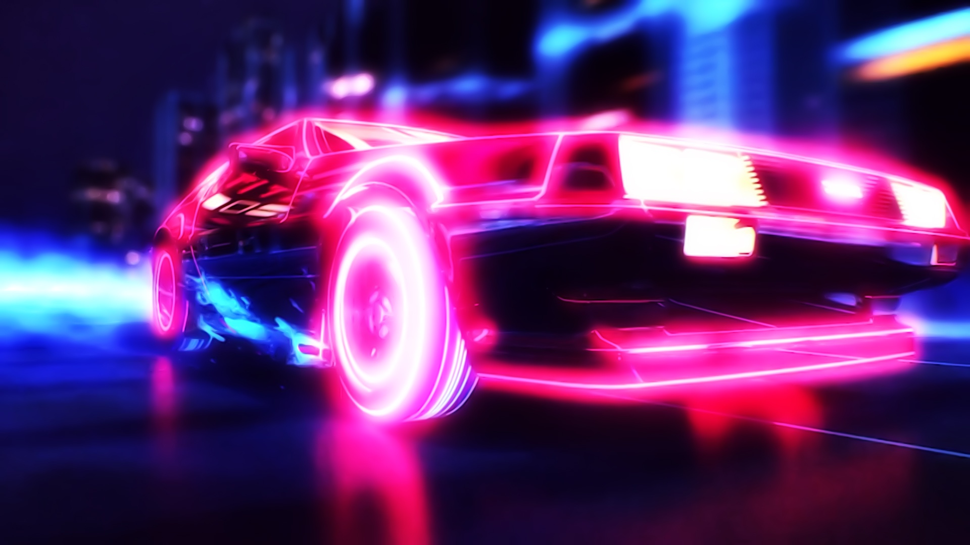 Обои Car, Neon, synthwave на телефон и рабочий стол, раздел музыка,  разрешение 1920x1080 - скачать