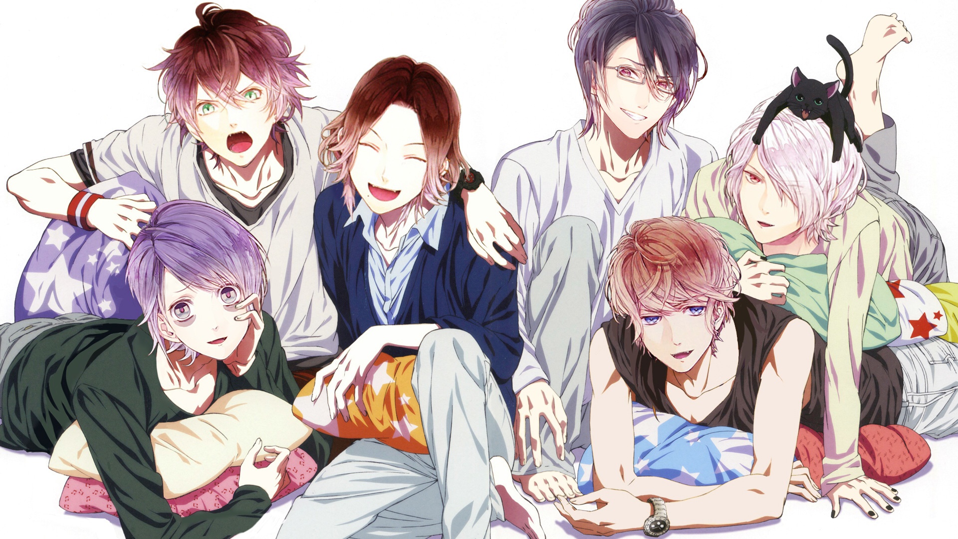 Скачать обои арт, парни, вампиры, братья, Diabolik Lovers, Дьявольские  возлюбленные, раздел сёнэн в разрешении 1920x1080