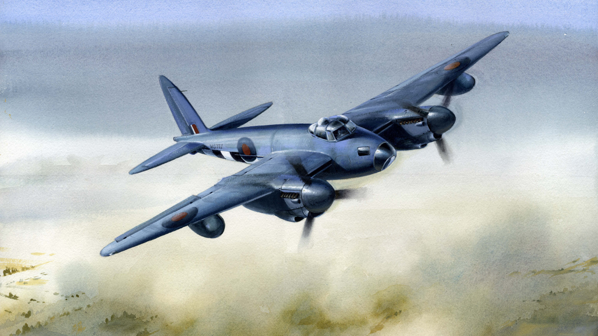 Скачать обои war, art, painting, drawing, ww2, british airplane, de ...